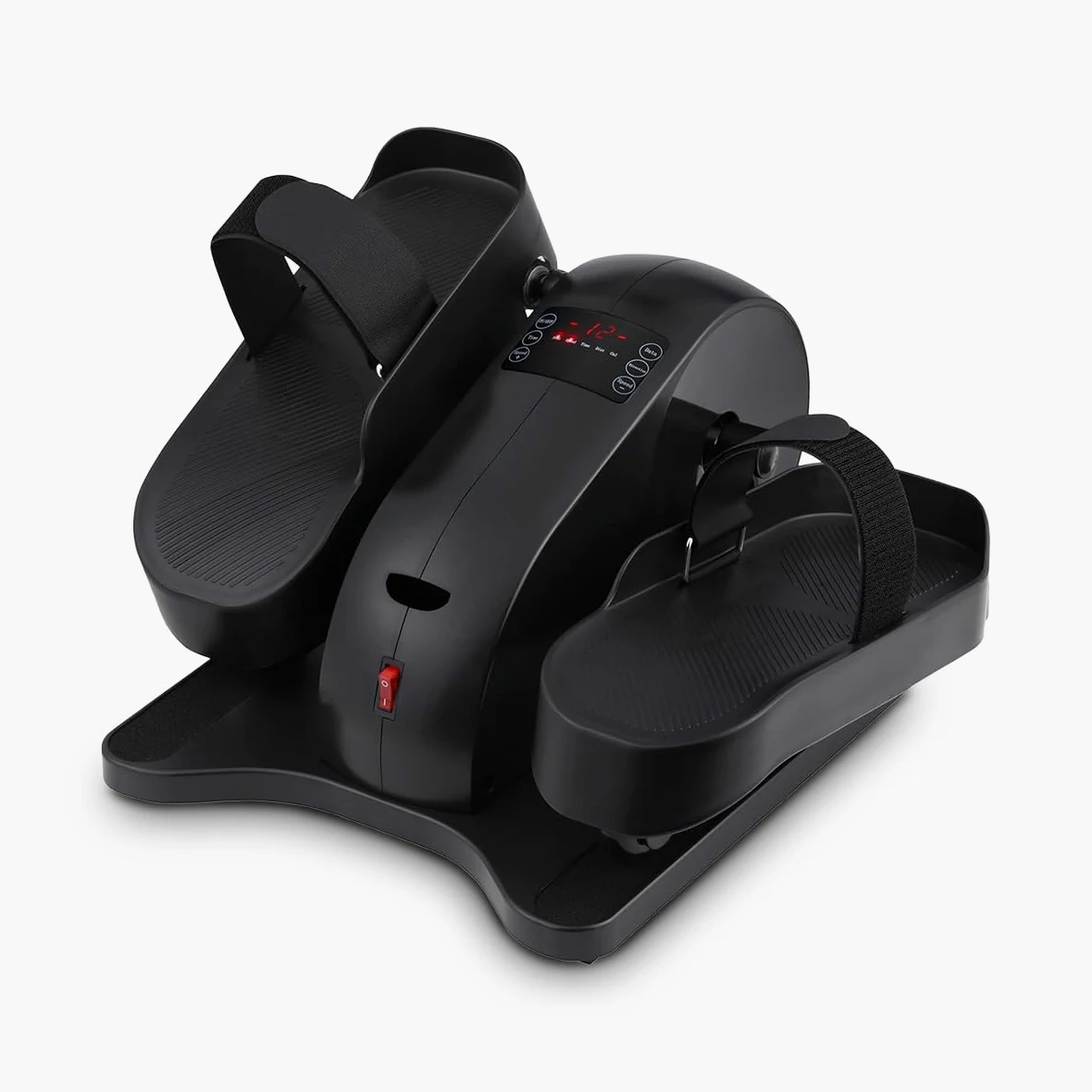 NK Mini Ellittica Elettrica con Telecomando, Pedalatore Silenzioso per Casa o Ufficio, 12 Livelli, Display LCD, Allenamento Passivo, Compatto, Nero