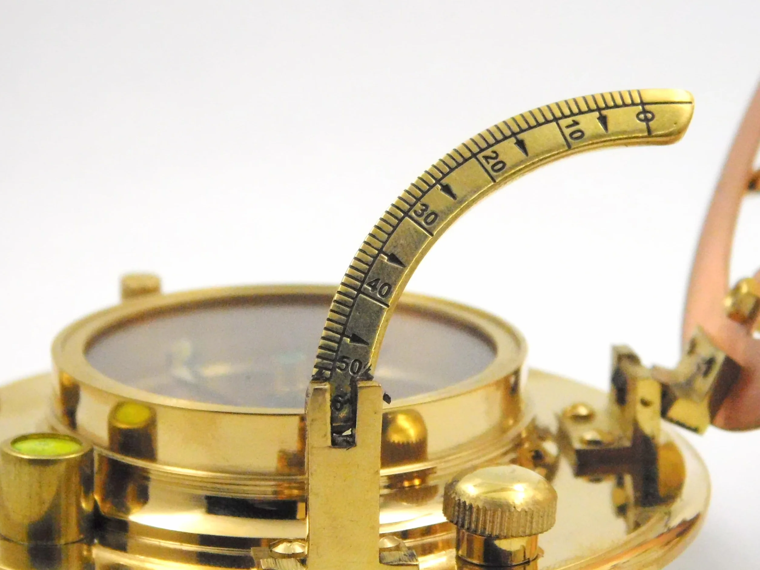 Antique Brass Sundial Compass with Leather Case