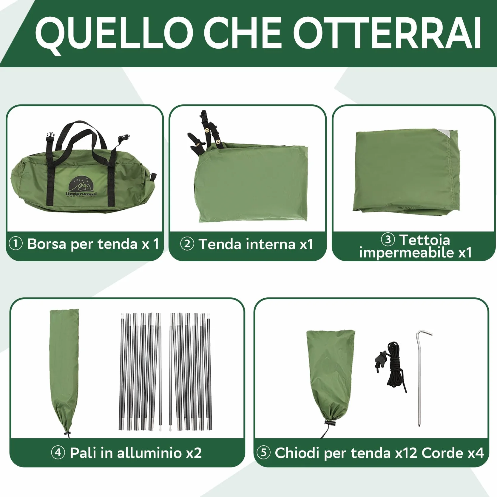 UnderwoodAggregator Tenda da escursionismo per 1 persona impermeabile leggera a cupola