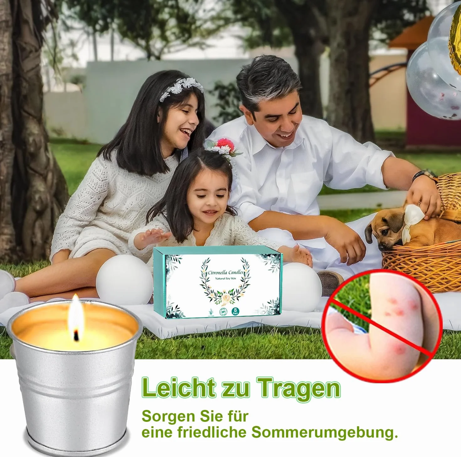 Candela alla citronella per esterni 140 ore 8 pezzi campeggio picnic terrazza giardino