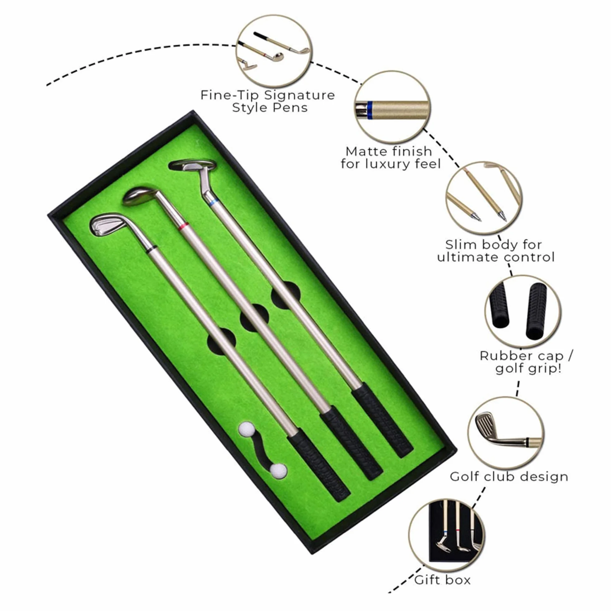 Mini Set di Penne da Golf con Bandiera a Palline, Mazze Golf Decorazioni Cancelleria