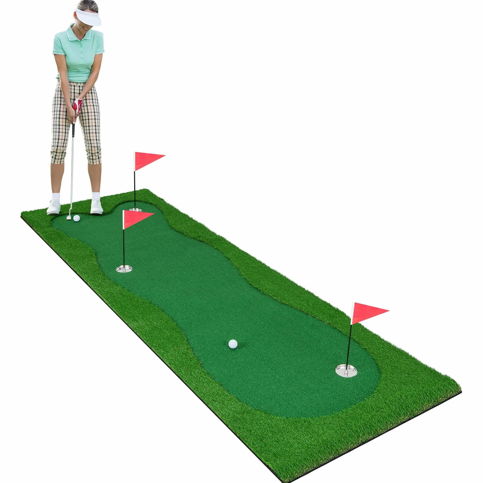 LIFEZEAL Tappetino da Golf Professionale 3 x 1 m Pieghevole con Palline e Fori