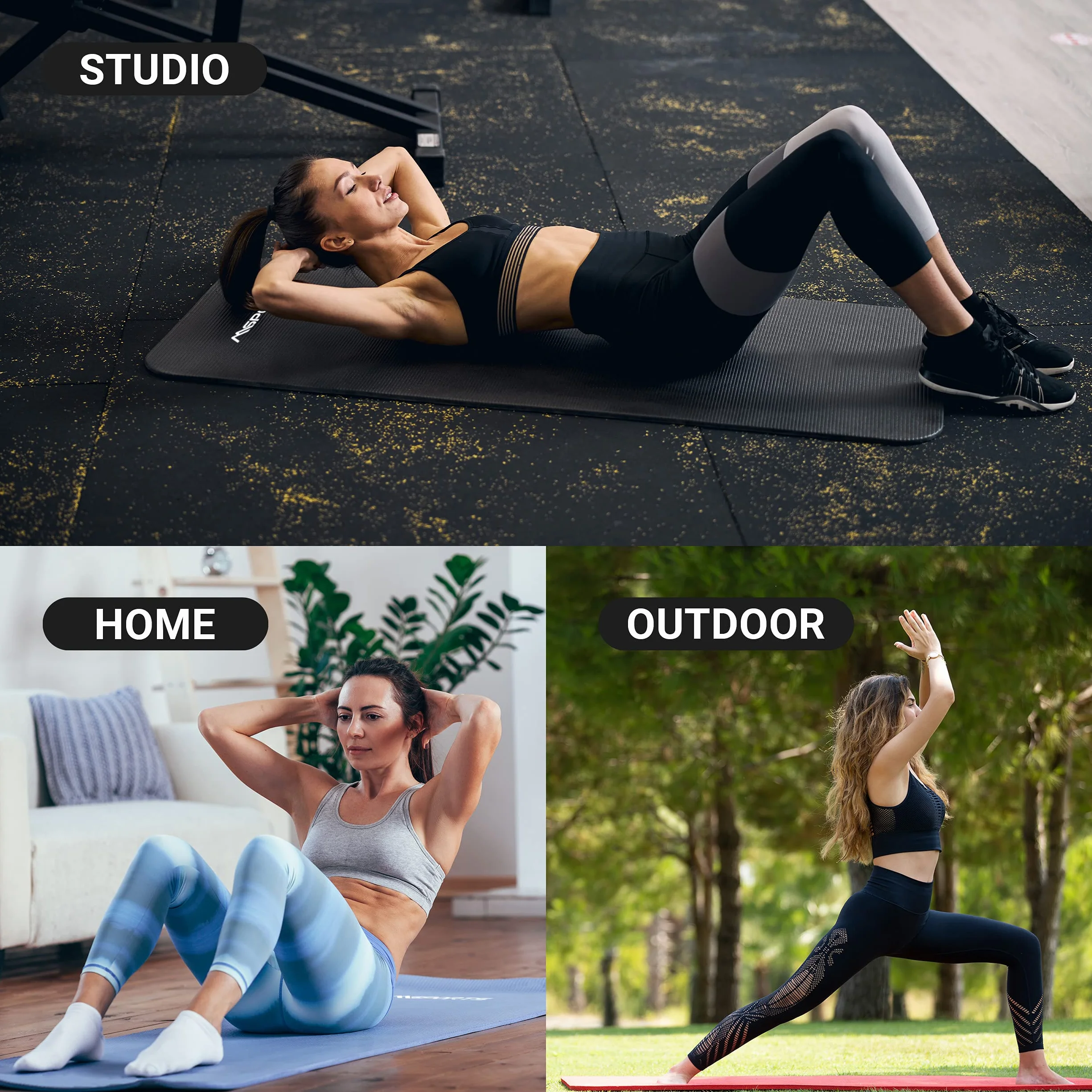 MSPORTS Tappetino Fitness Yoga Premium antiscivolo Mat da Ginnastica vari formati colori
