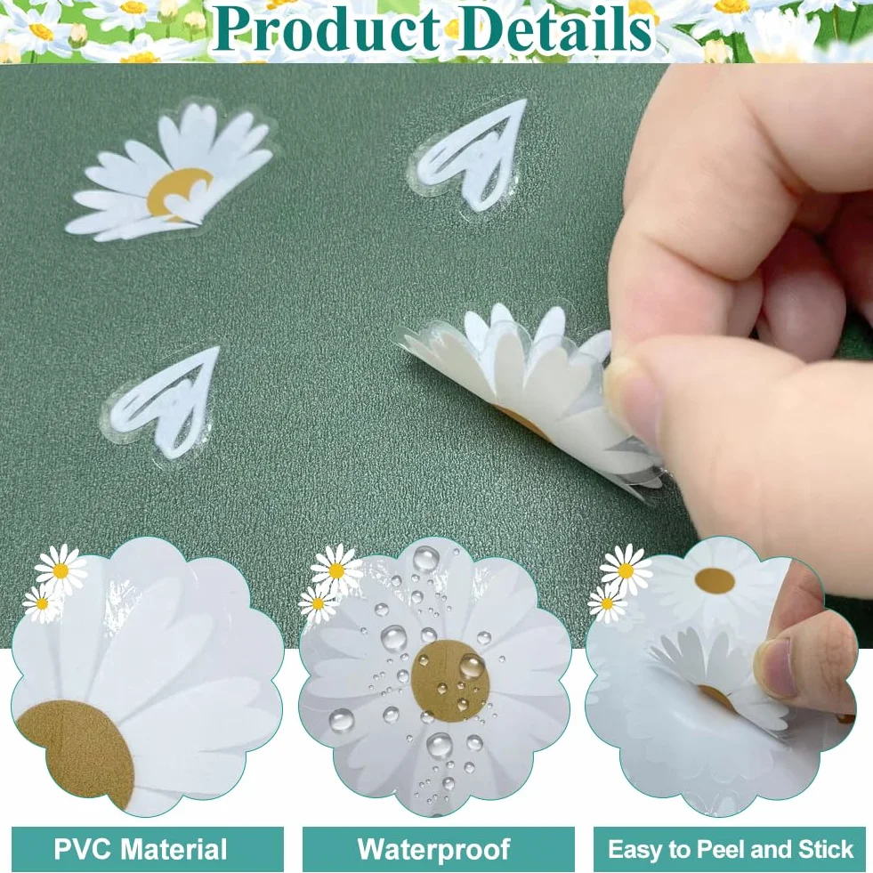 Daisy Adesivi Bici 2 Fogli Impermeabile Telaio Bicicletta Fiore Decorativo
