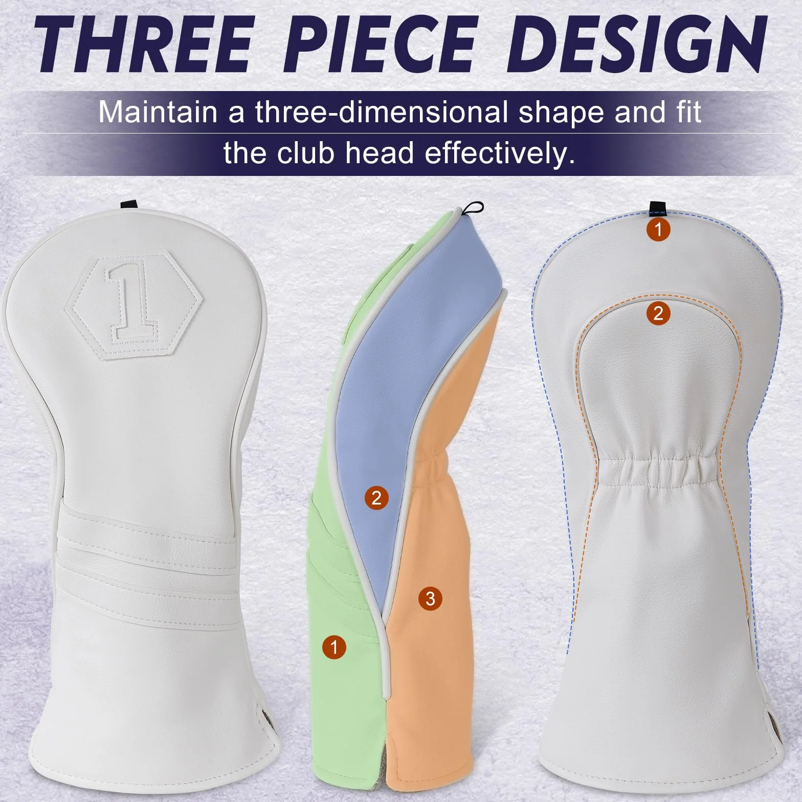 Copritesta in pelle sintetica bianca per mazze da golf driver fairway legno ibrido ferro 1FH