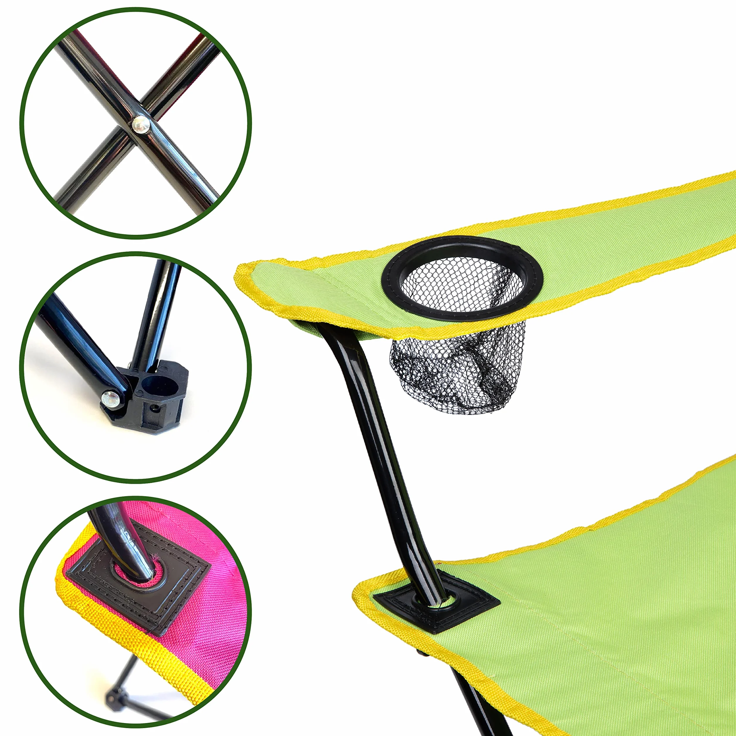 Sedia Pieghevole Campeggio Portatile Leggera con Porta Bottiglie e Braccioli
