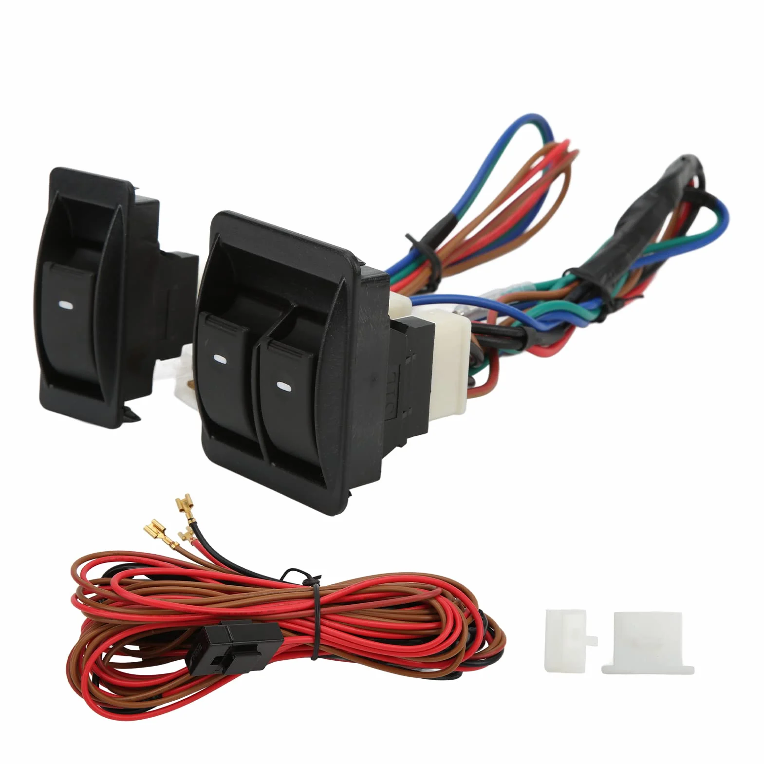 aqxreight Interruttore Alzacristallo Elettrico per Auto, Kit Regolatore Interruttore Alzacristallo Elettrico Universale da 5 Pezzi con Cablaggio per 2 Porte