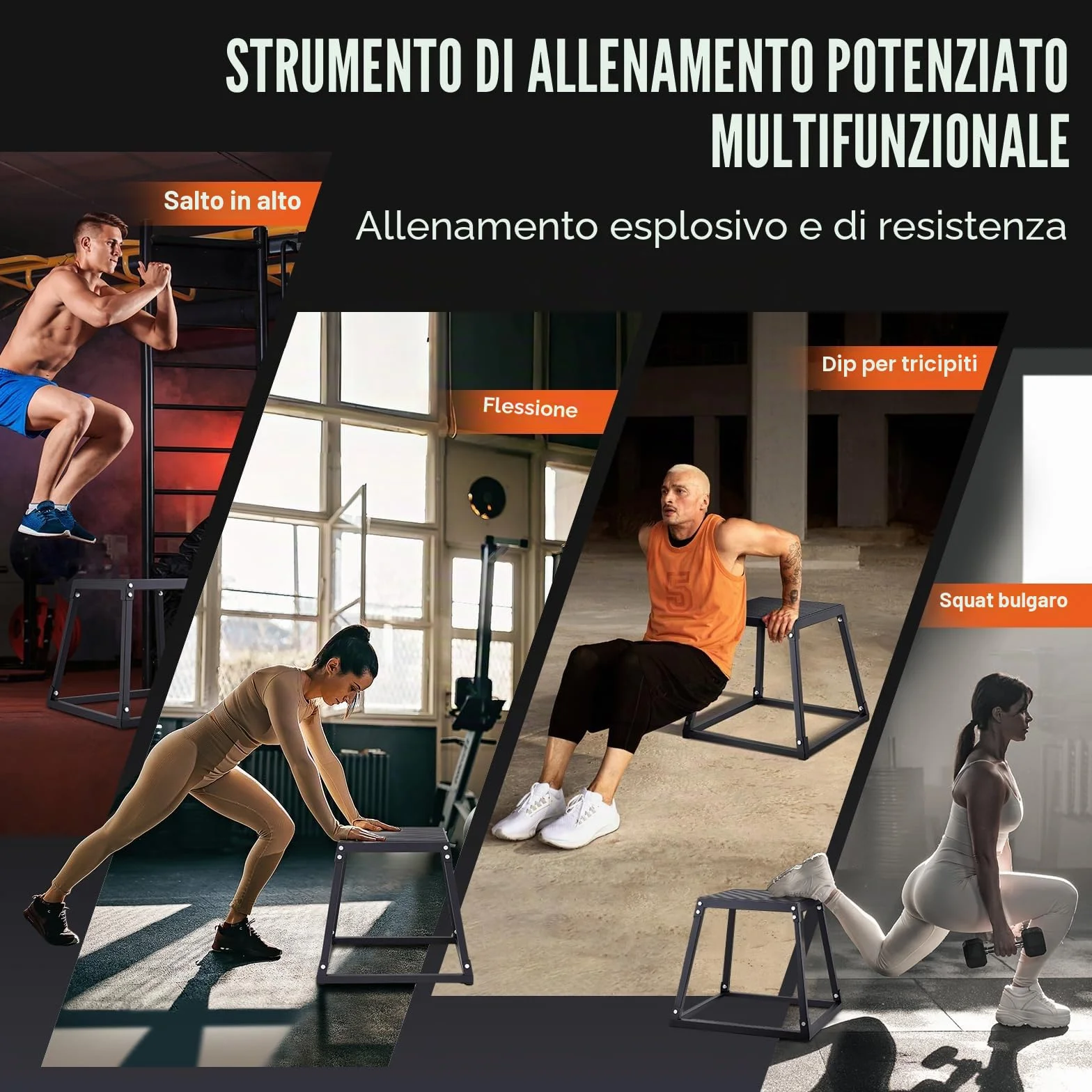 VEVOR Box Pliometrico 513x513x458mm Piattaforma Pliometrica Carico 227 kg Jump Box per Allenamento Fitness Crossfit