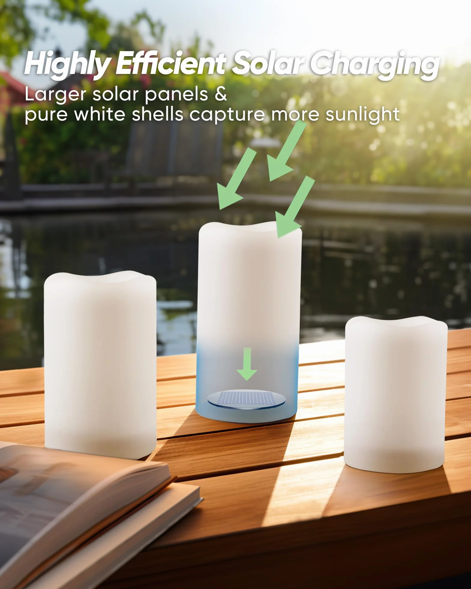 Homemory Candele solari per esterni impermeabili con luce tremolante set da 3