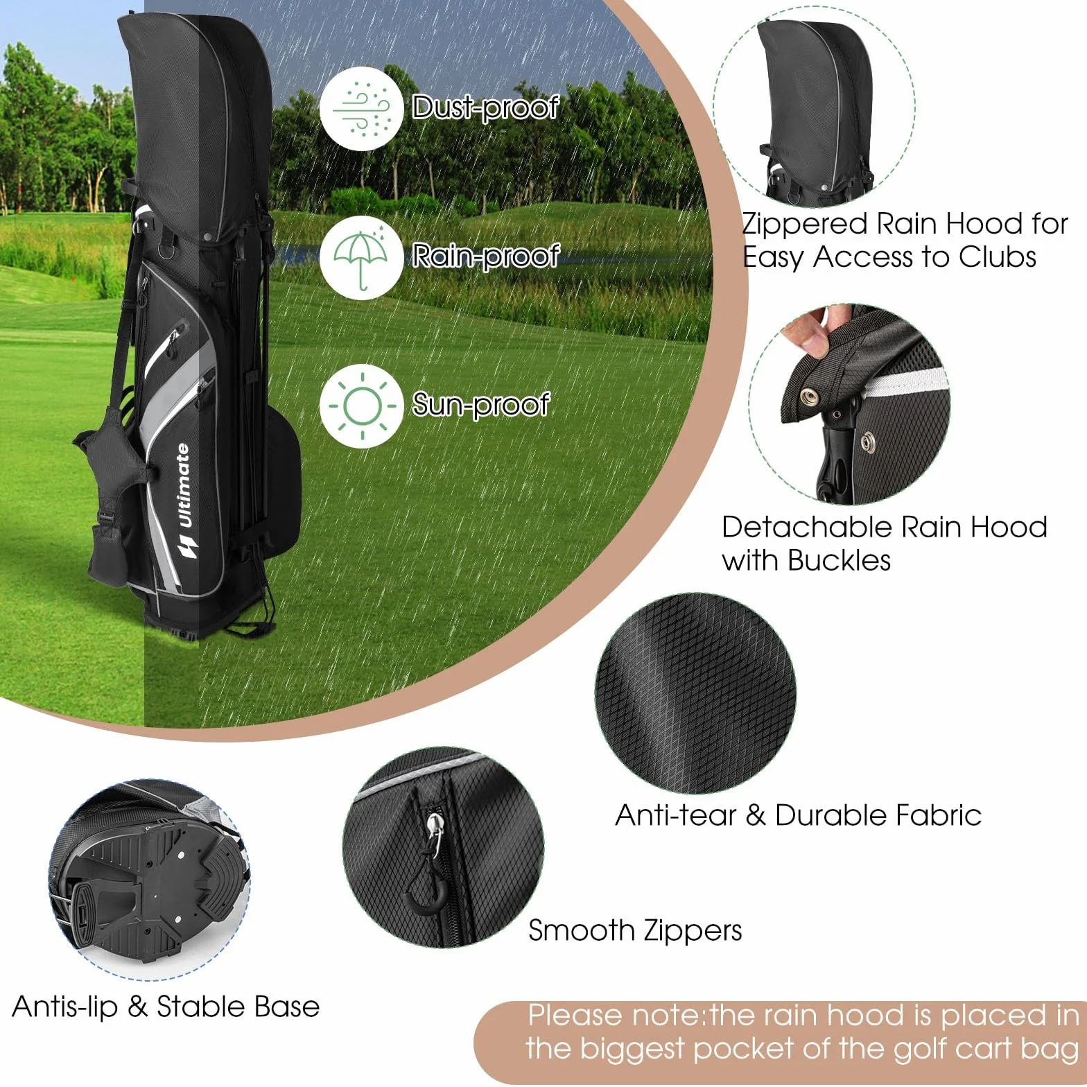 LIFEZEAL Borsa da golf 14 scomparti leggera con doppie bretelle 6 tasche antipioggia