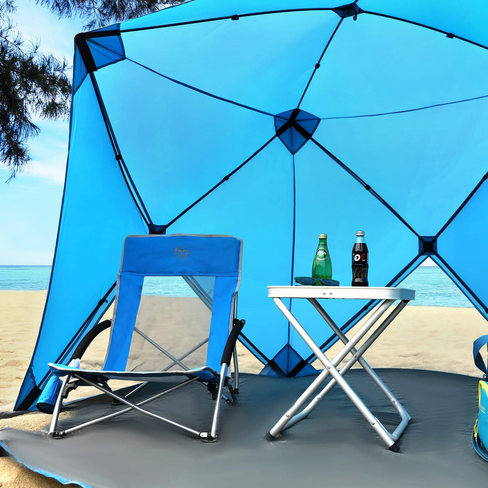 TIMBER RIDGE Sedia da Spiaggia Pieghevole Portatile con Basso Seduta, Schienale Alto Mesh Ultraleggero