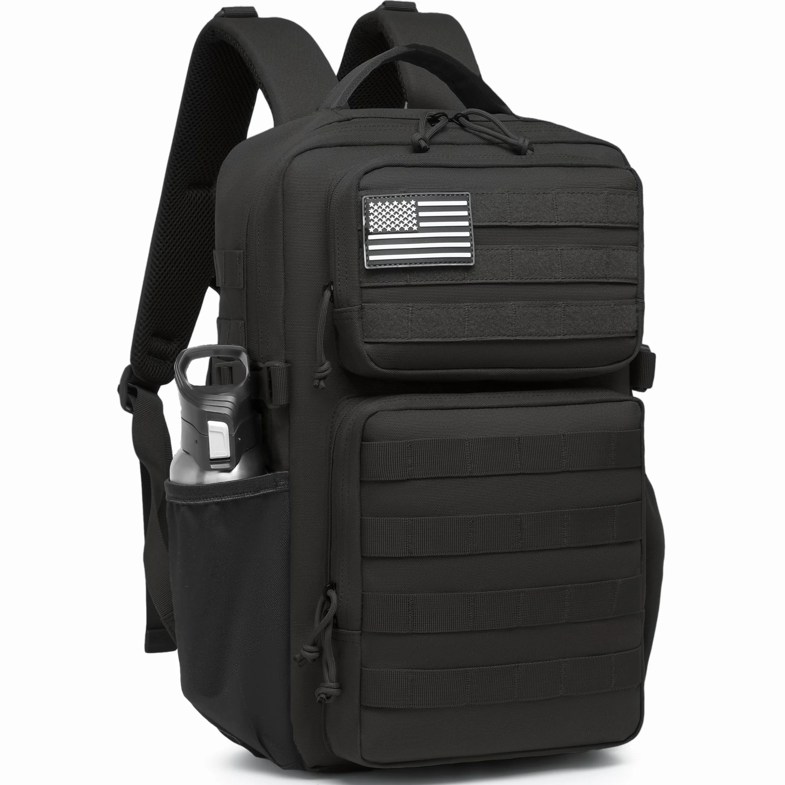 Zaino Tattico Militare Impermeabile 25 L Nero Molle con Porta Borraccia