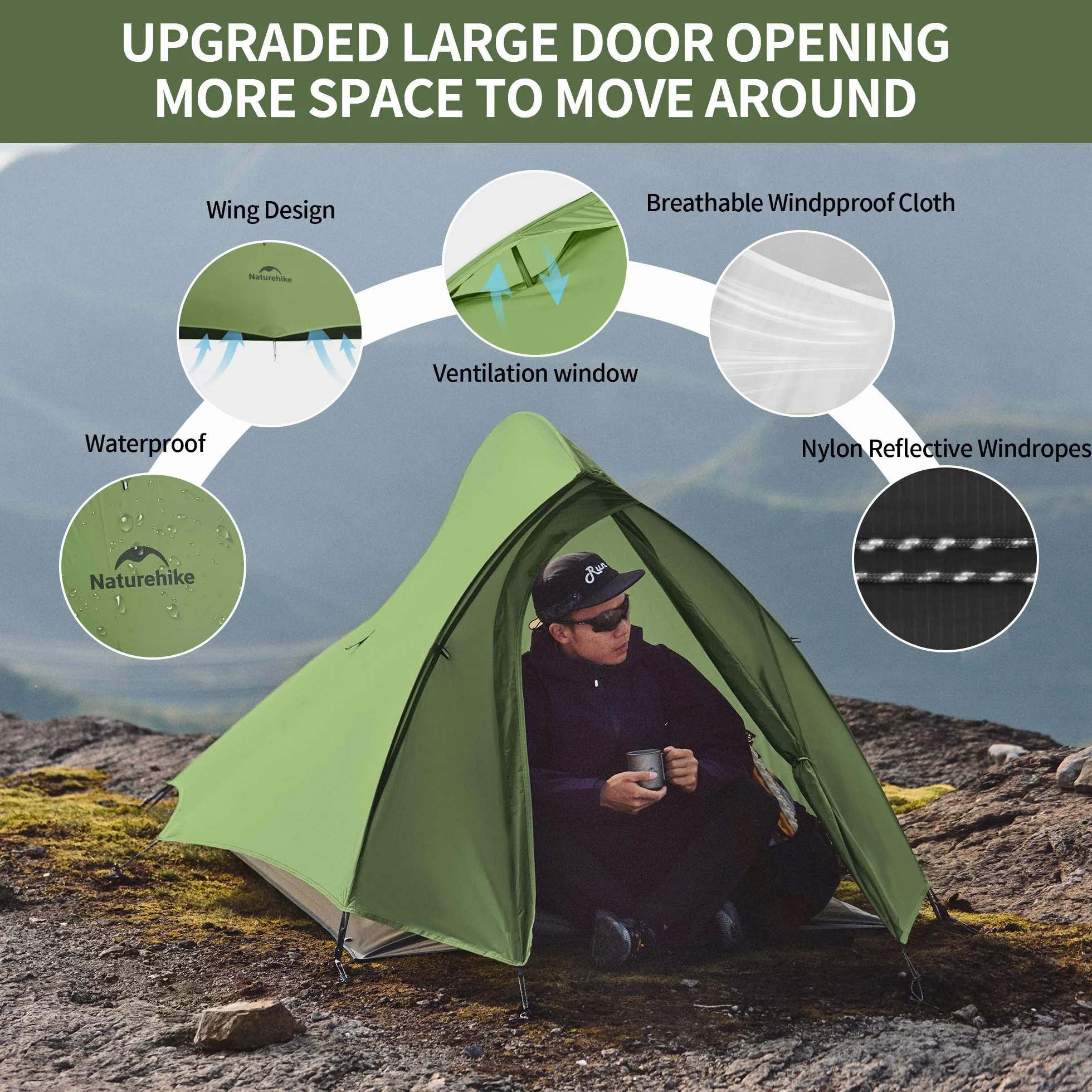 Naturehike Cloud Up Pro 2 Person Tenda da Campeggio Leggera Antivento Impermeabile a Cupola