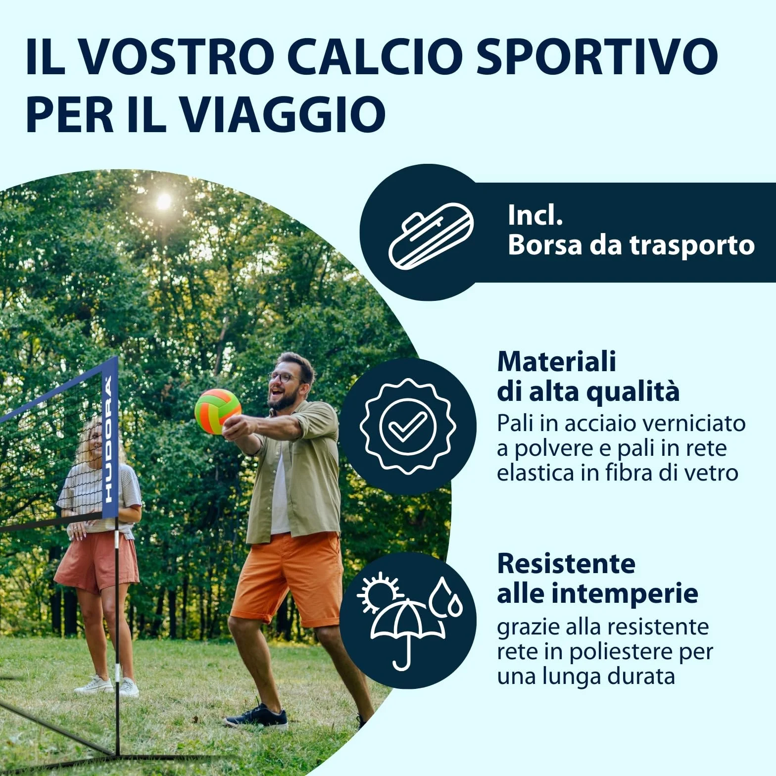 HUDORA Rete multiuso Street multifunzione per tennis e badminton regolabile da esterno resistente alle intemperie