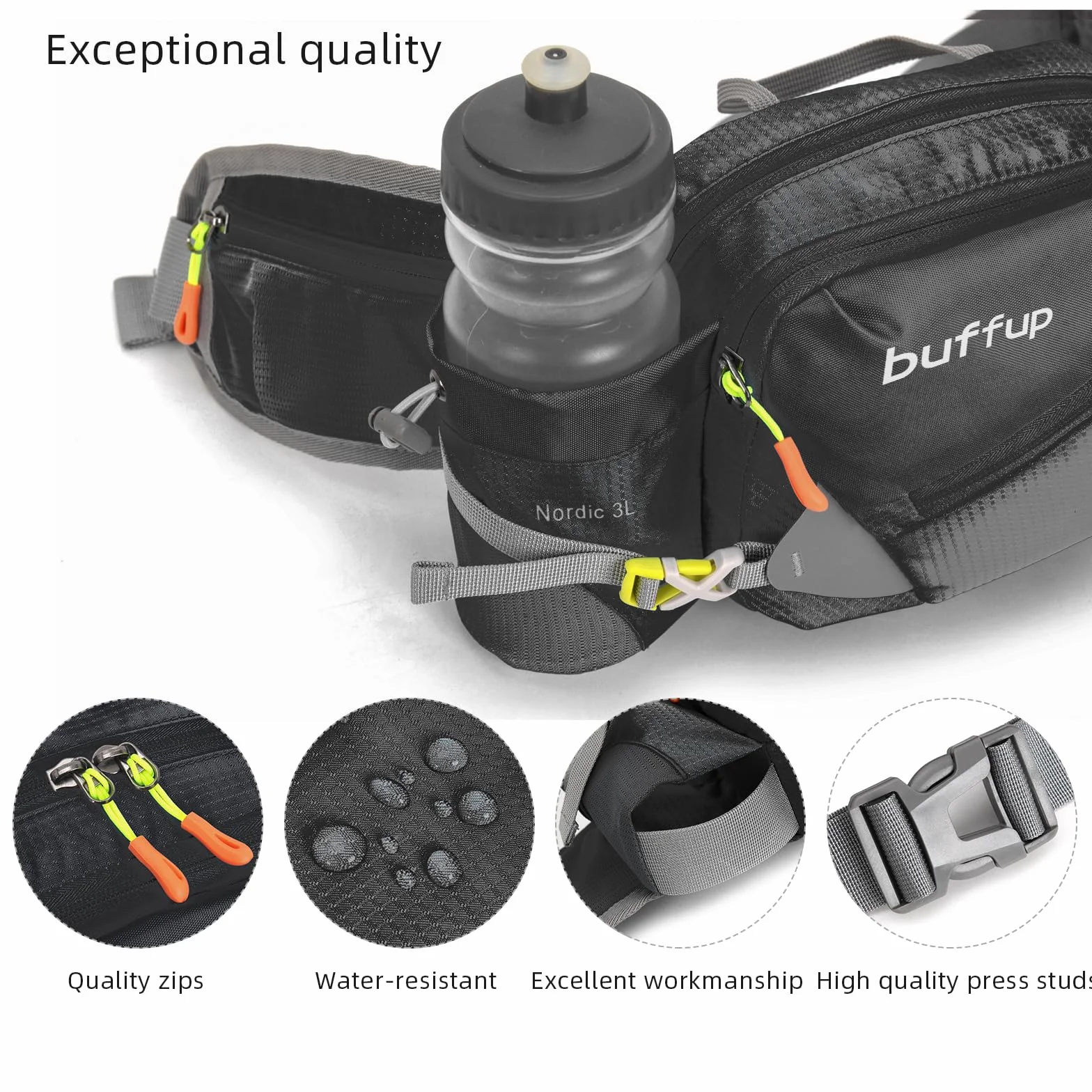 Marsupio Sportivo con Portaborraccia Trekking Running Bici Arrampicata