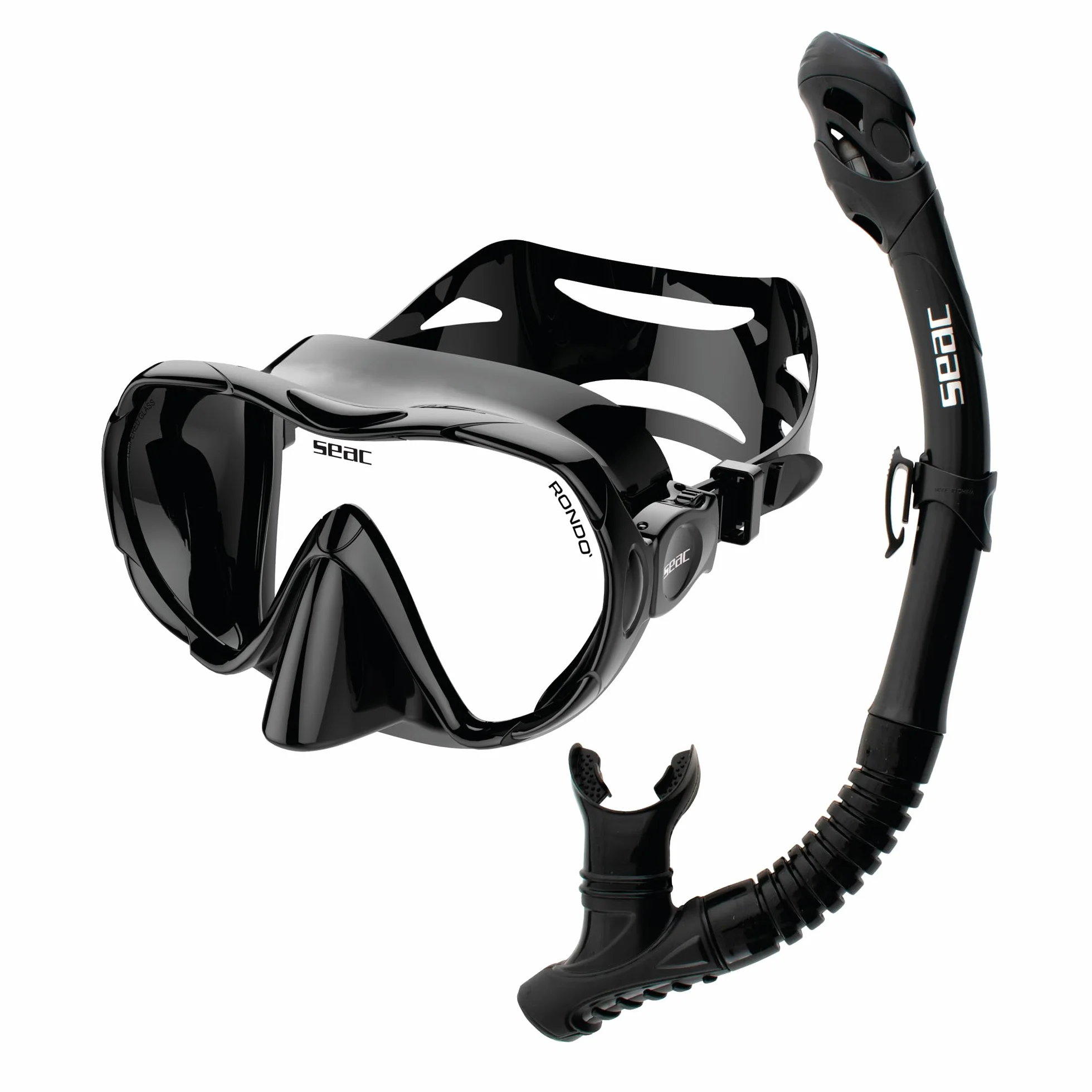 SEAC Rondò - Maschera Frameless Monovetro in Silicone per Immersione e Snorkeling o Combo Set Maschera + Snorkel SEAC Reverse Dry, Sistema Dry Top e Valvola di Spurgo