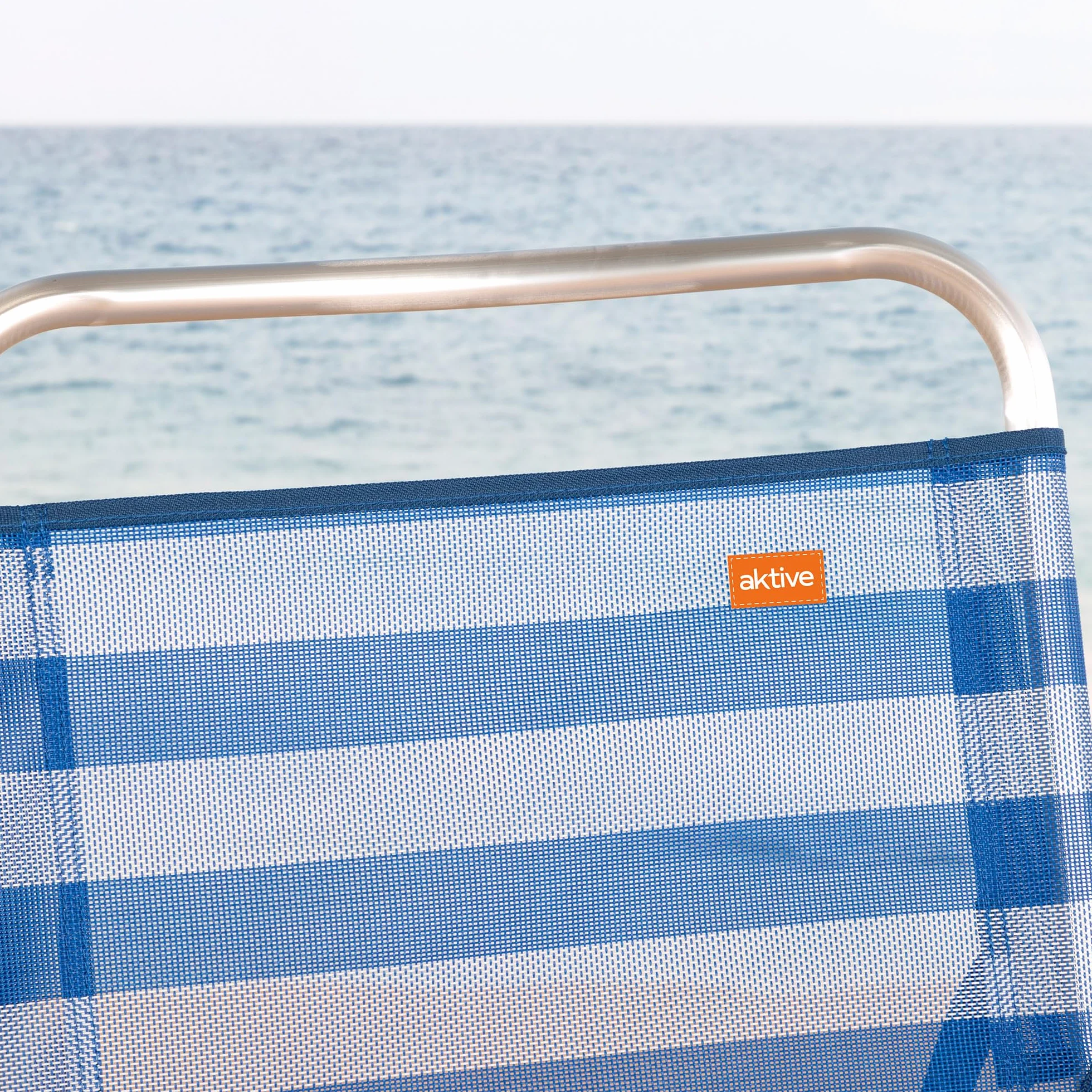 AKTIVE 53952 - Sedia Pieghevole Fissa Alluminio Beach 51x56x90 cm - Blu