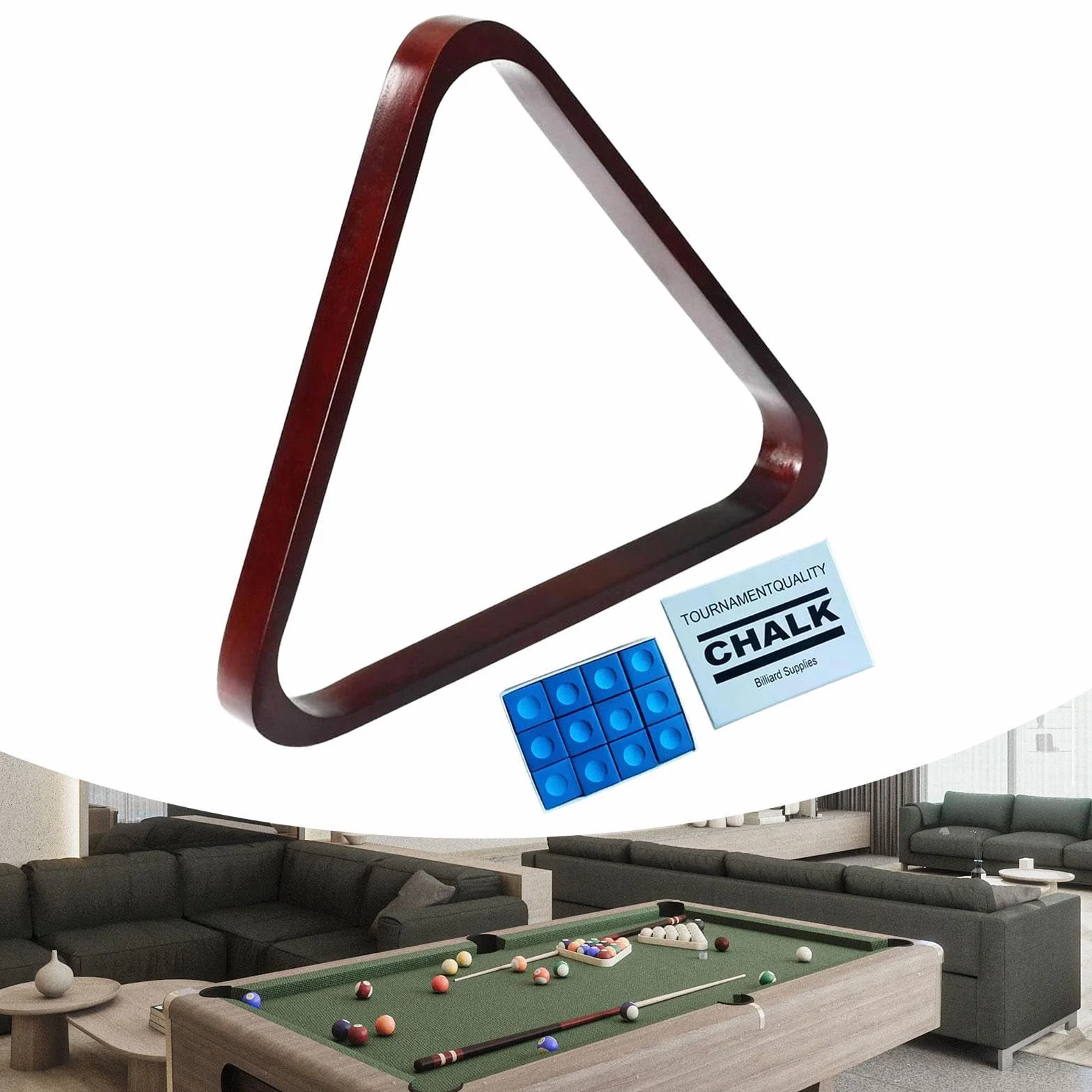 Triangolo per Biliardo in Legno con Supporto per Palle