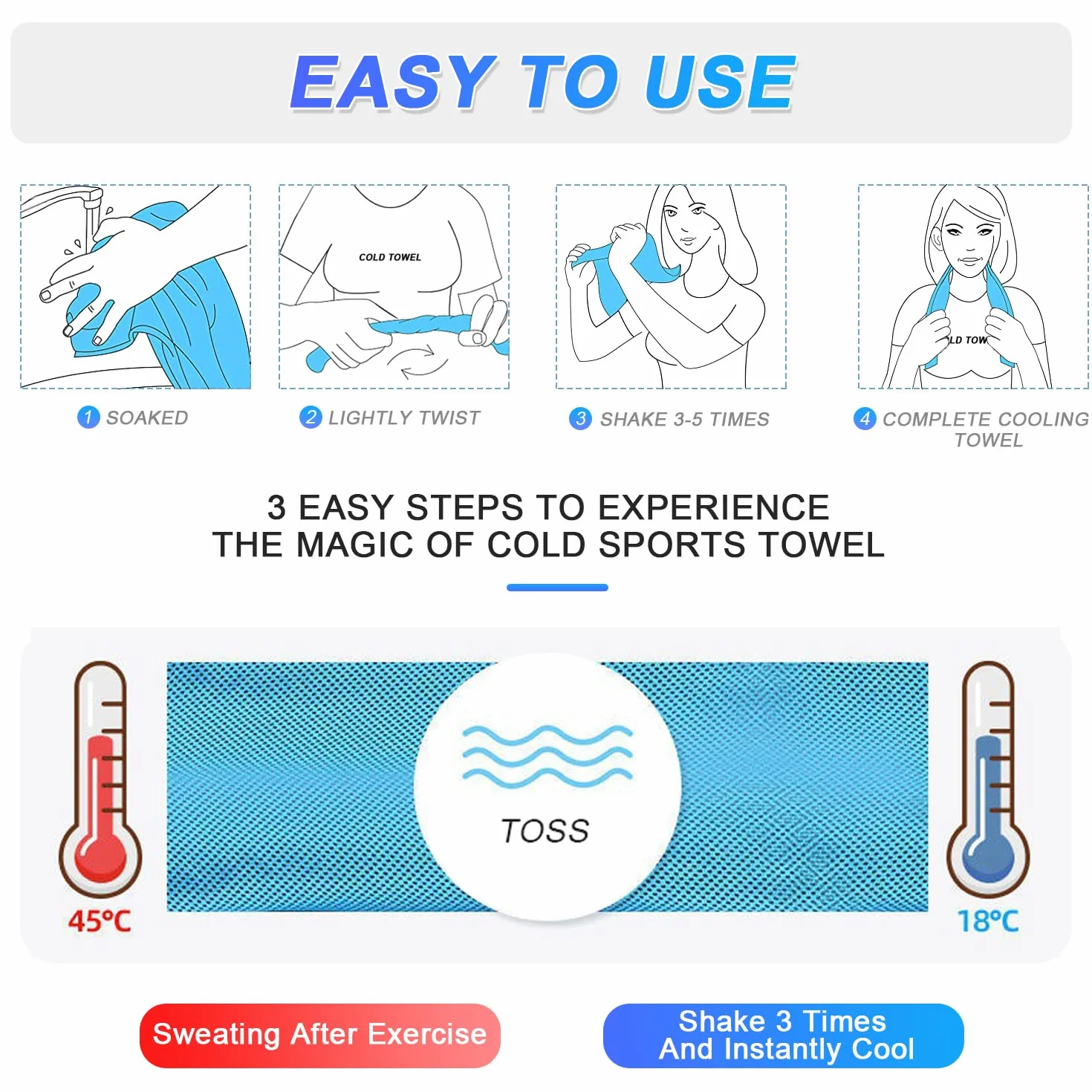 Asciugamano Rinfrescante Microfibra Telo Raffreddamento Palestra Salvietta Refrigerante Sportivo Cooling Towel