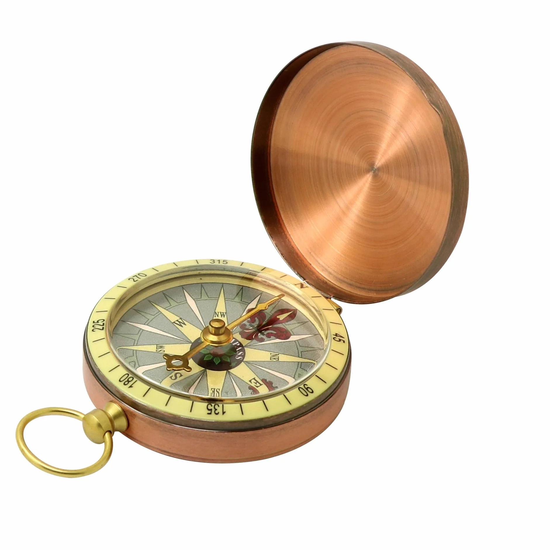 Alomejor Bussola Vintage Retro Rame Flip Pocket Compass Survival Gear per Escursioni
