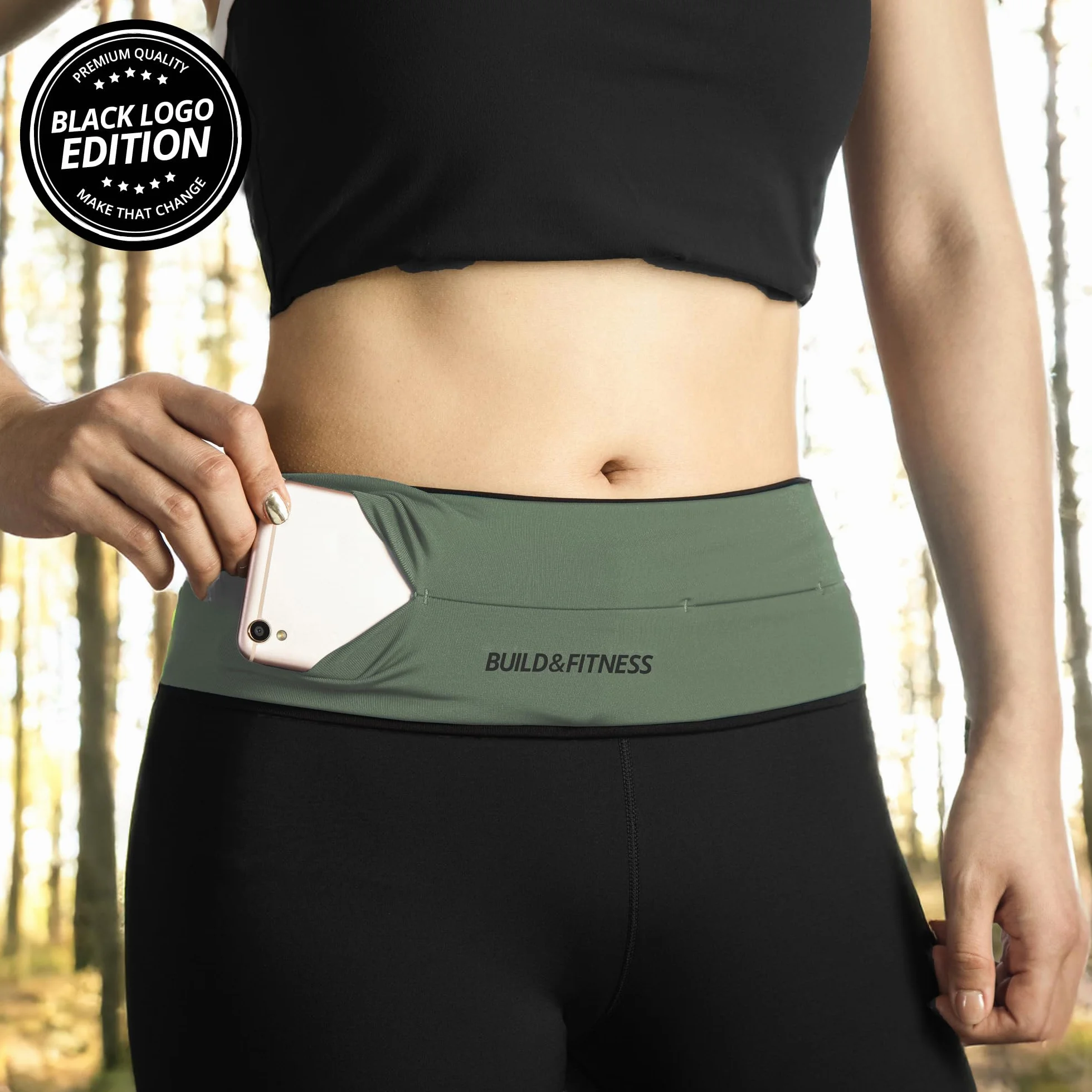Cintura da corsa Build & Fitness con cerniera, portachiavi, porta telefono, marsupio unisex