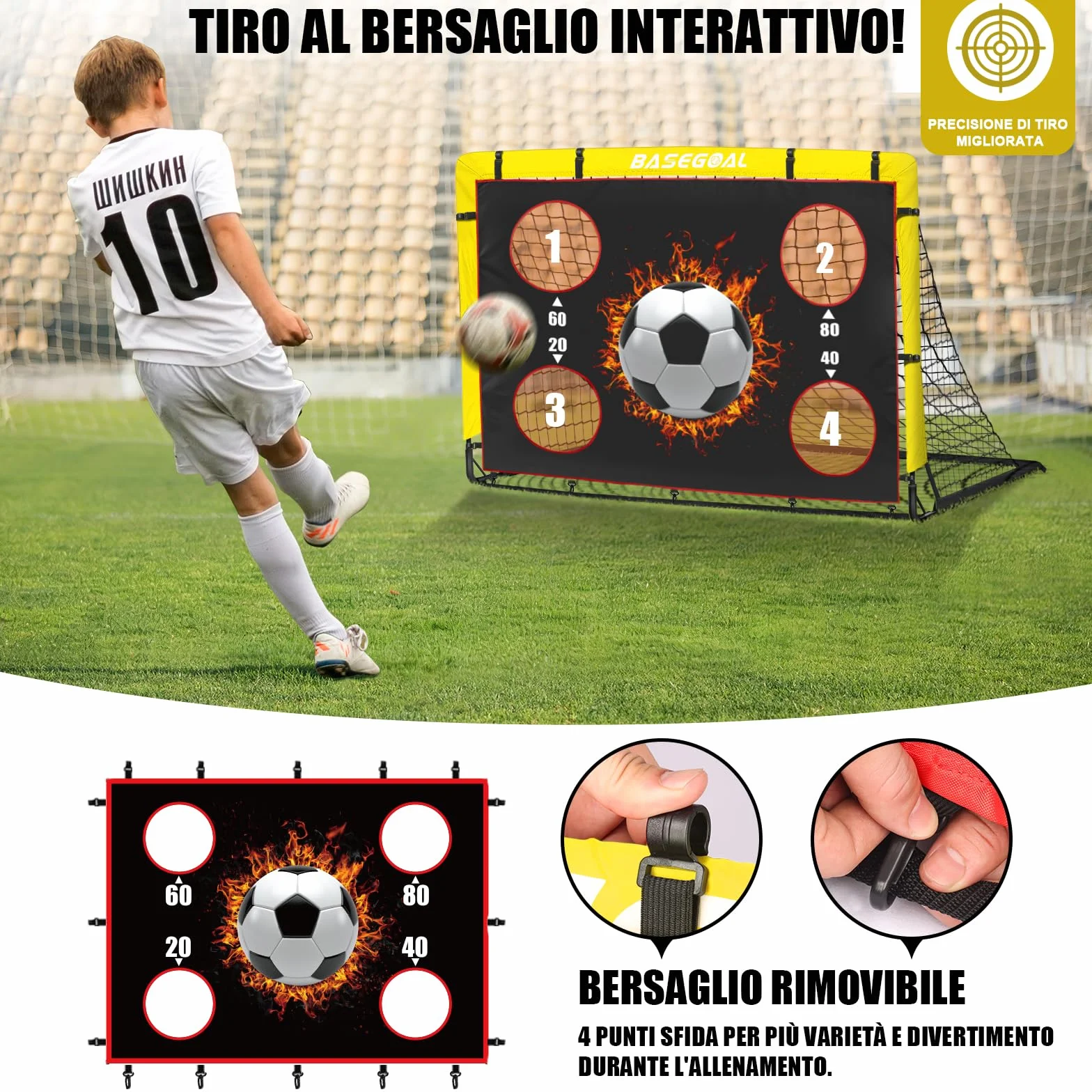 Porta da Calcio per Giardino 150x120cm con Aste in Fibra di Vetro e Reti di Alta Qualità