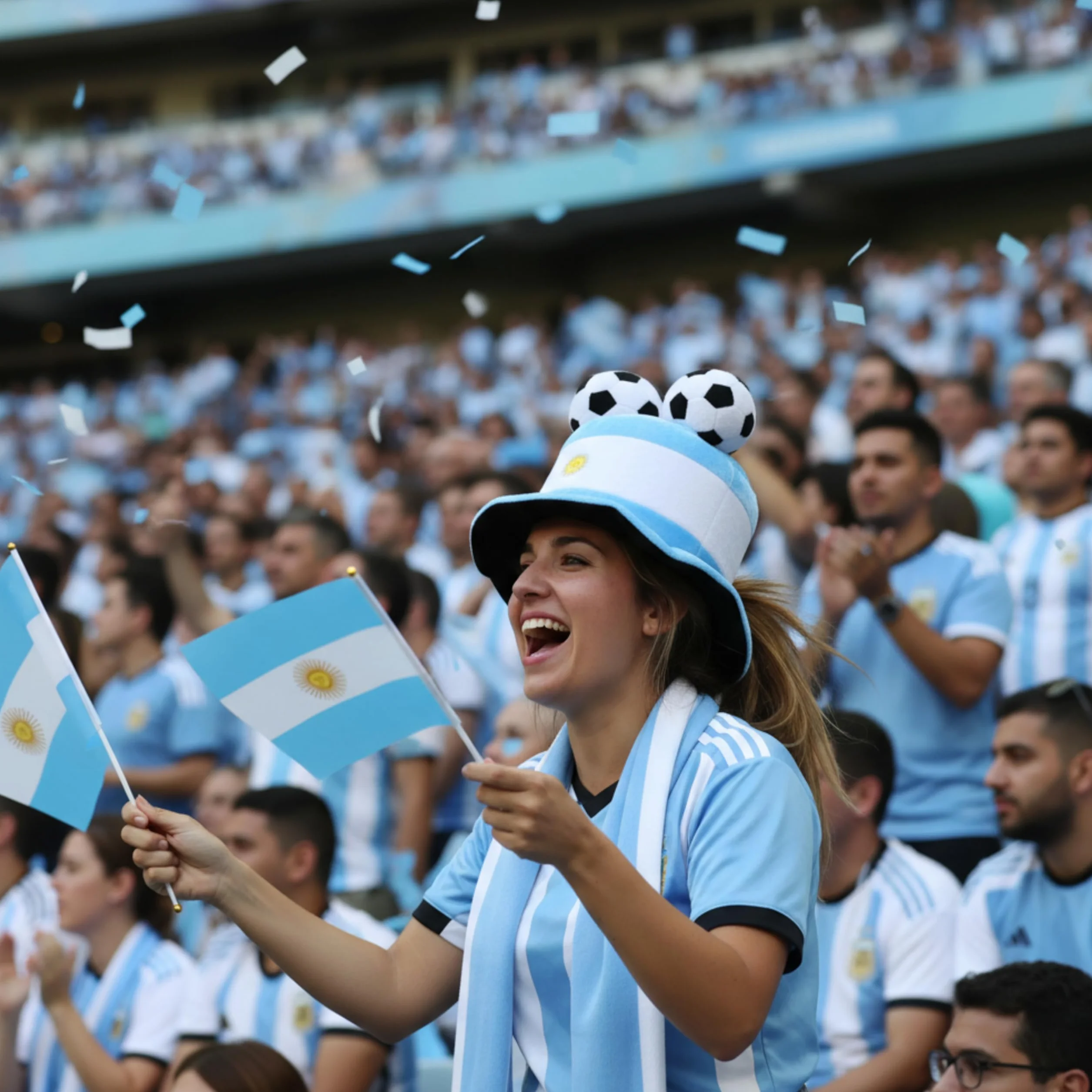 Toyland® Argentina Flag Football Fan Top Hat with 3D Footballs - World Cup & European Championships Party Costume - 10 Countries to Choose