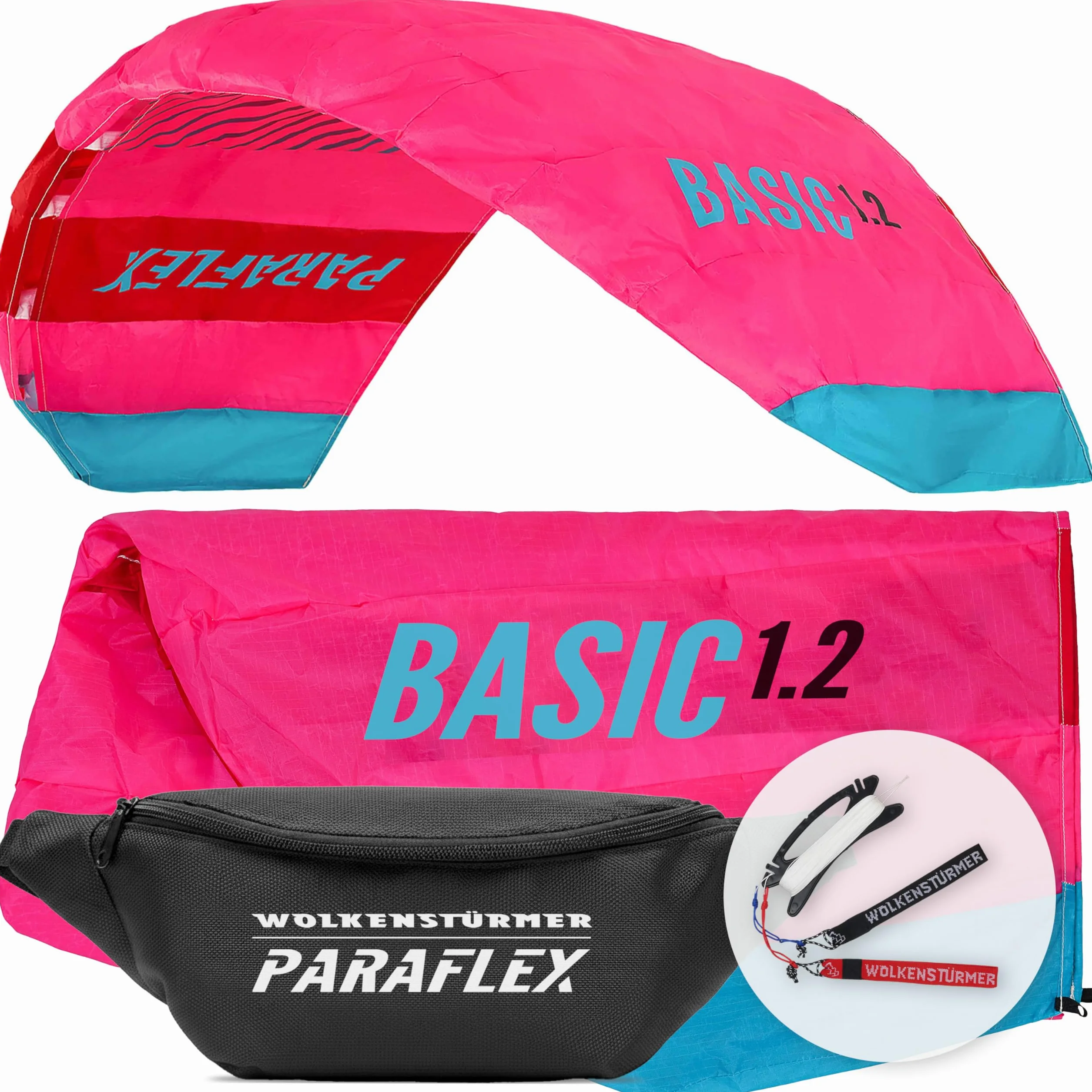 Wolkenstürmer Paraflex Basic 1.2 Aquilone pilotabile poliestere Ripstop 70D 120 cm 2 righe 45 kg