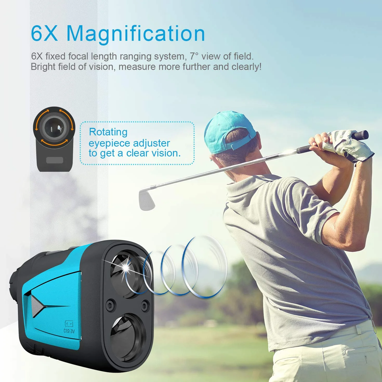 MiLESEEY Telemetro Golf con Compensazione Pendenza, Precisione ±0,55 Yard, Ingrandimento 6X