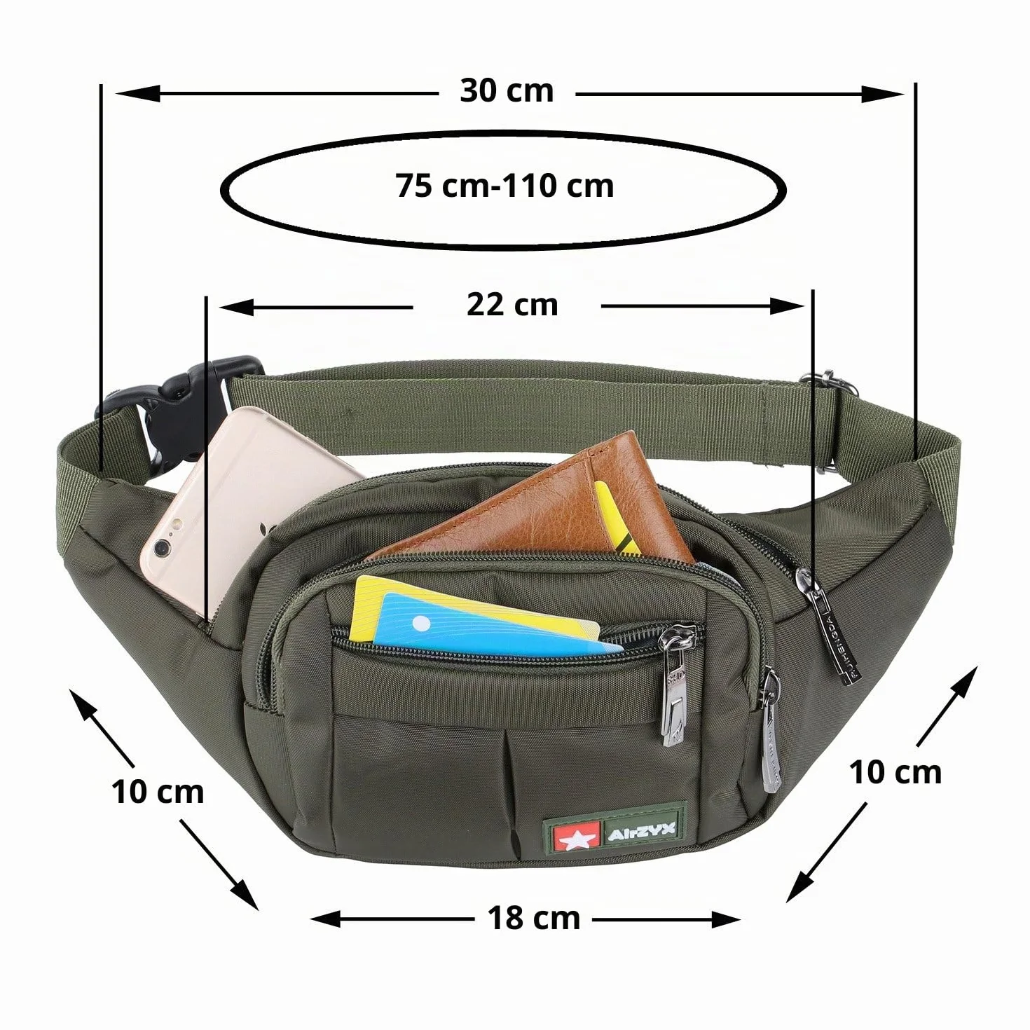Marsupio Sportivo Running Outdoor impermeabile 4 Zip Tracolla Regolabile Corsa Ciclismo Escursione Campeggio