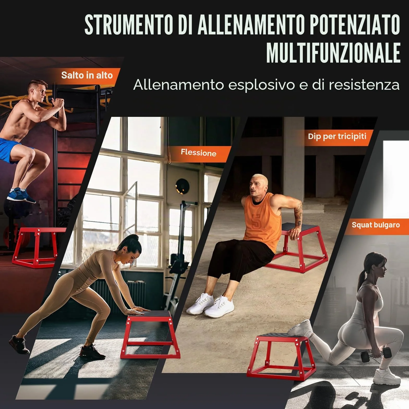 VEVOR Box Pliometrico 305mm Piattaforma Pliometrica Carico 227 kg Jump Box Allenamento Fitness Crossfit