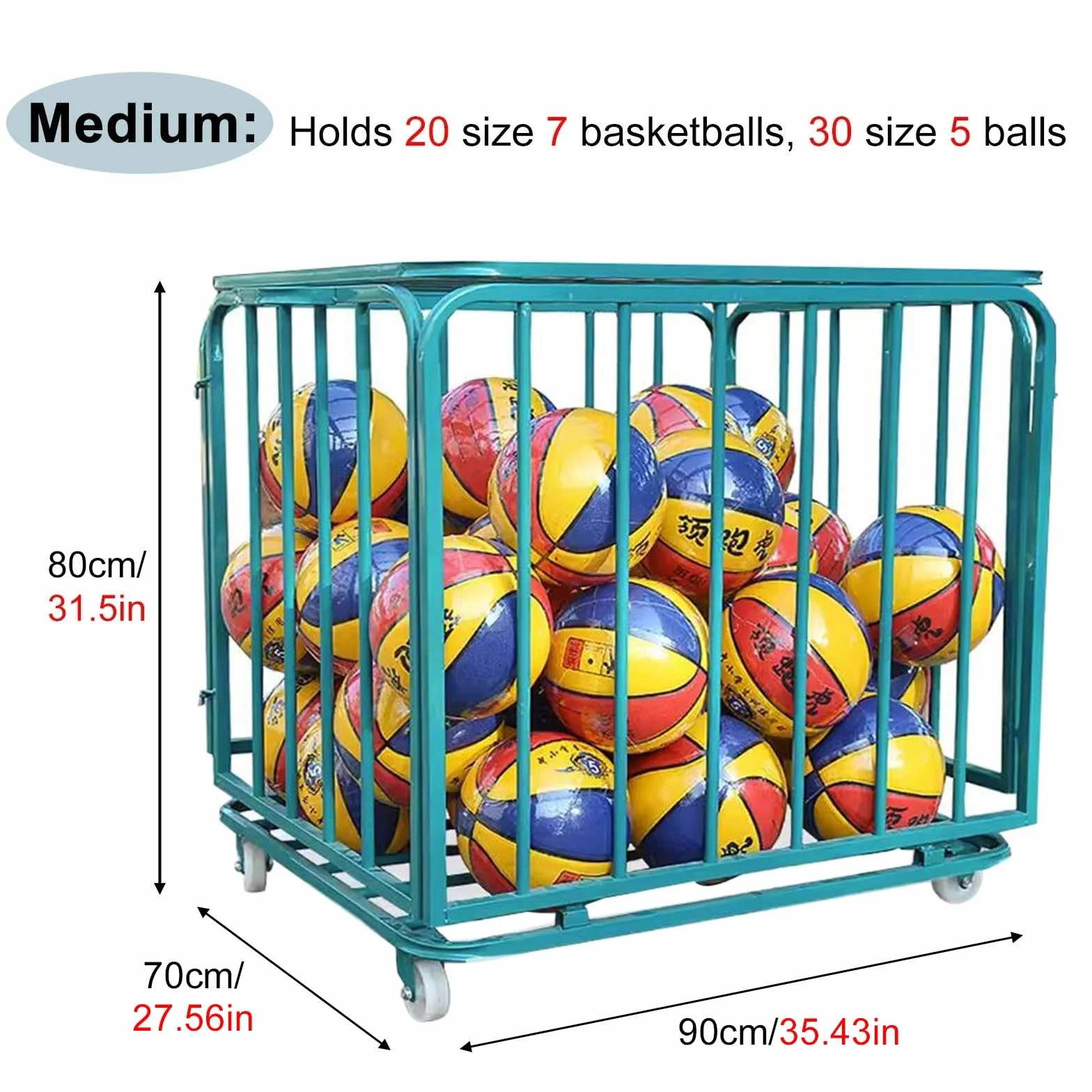 Carrello Porta Palline da Basket Pieghevole per Sport Palestra Scuola Garage