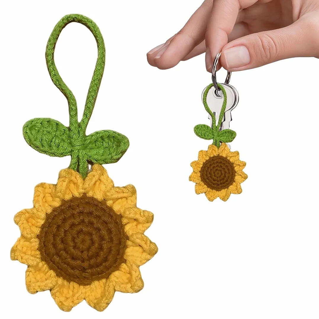 ZKGYUS decorazioni auto, Girasole fatto a mano Specchio retrovisore, per auto Accessori Appesi Ornamenti Carino accessori auto donna Decorazioni Interni Auto Automotive Interni Regali Estetici