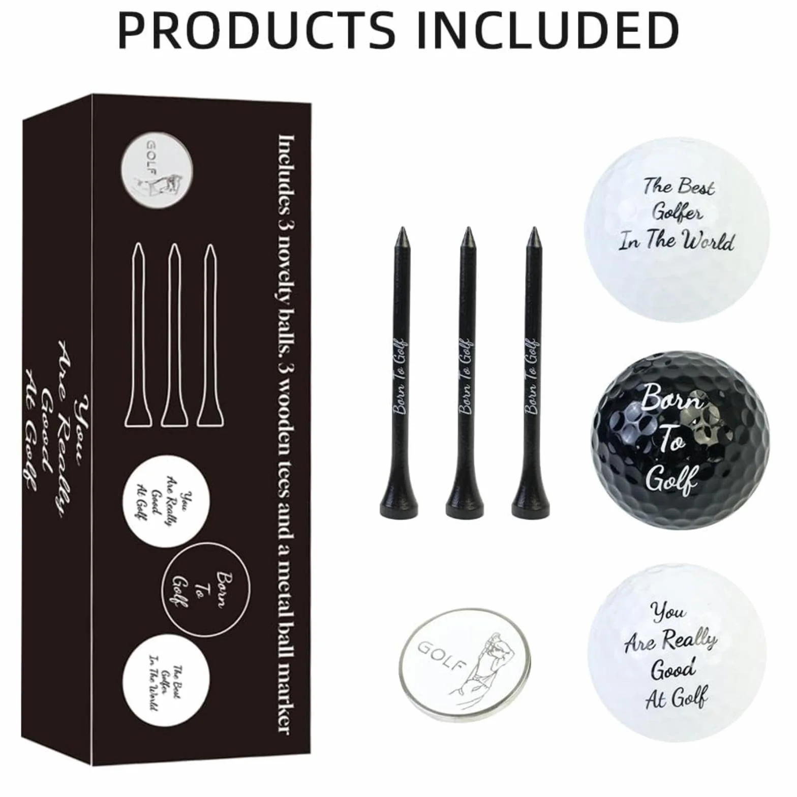 Crestgolf Golf Regali per Uomini con 3 Palline da Golf 3 Tees 1 Marcatore