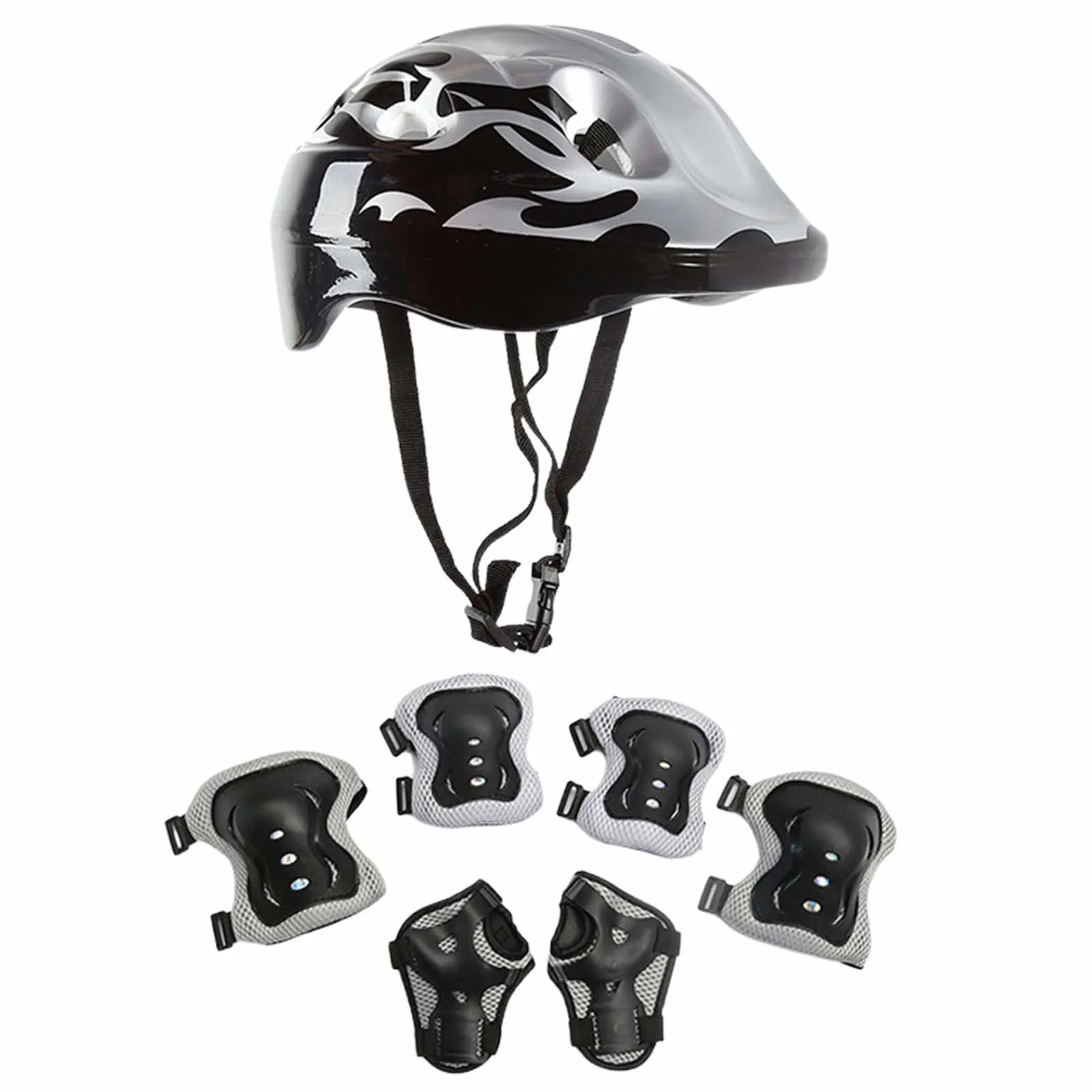 Ginocchiere per bambini con casco 7 pezzi equipaggiamento protettivo 3-10 anni per pattini skateboard bicicletta