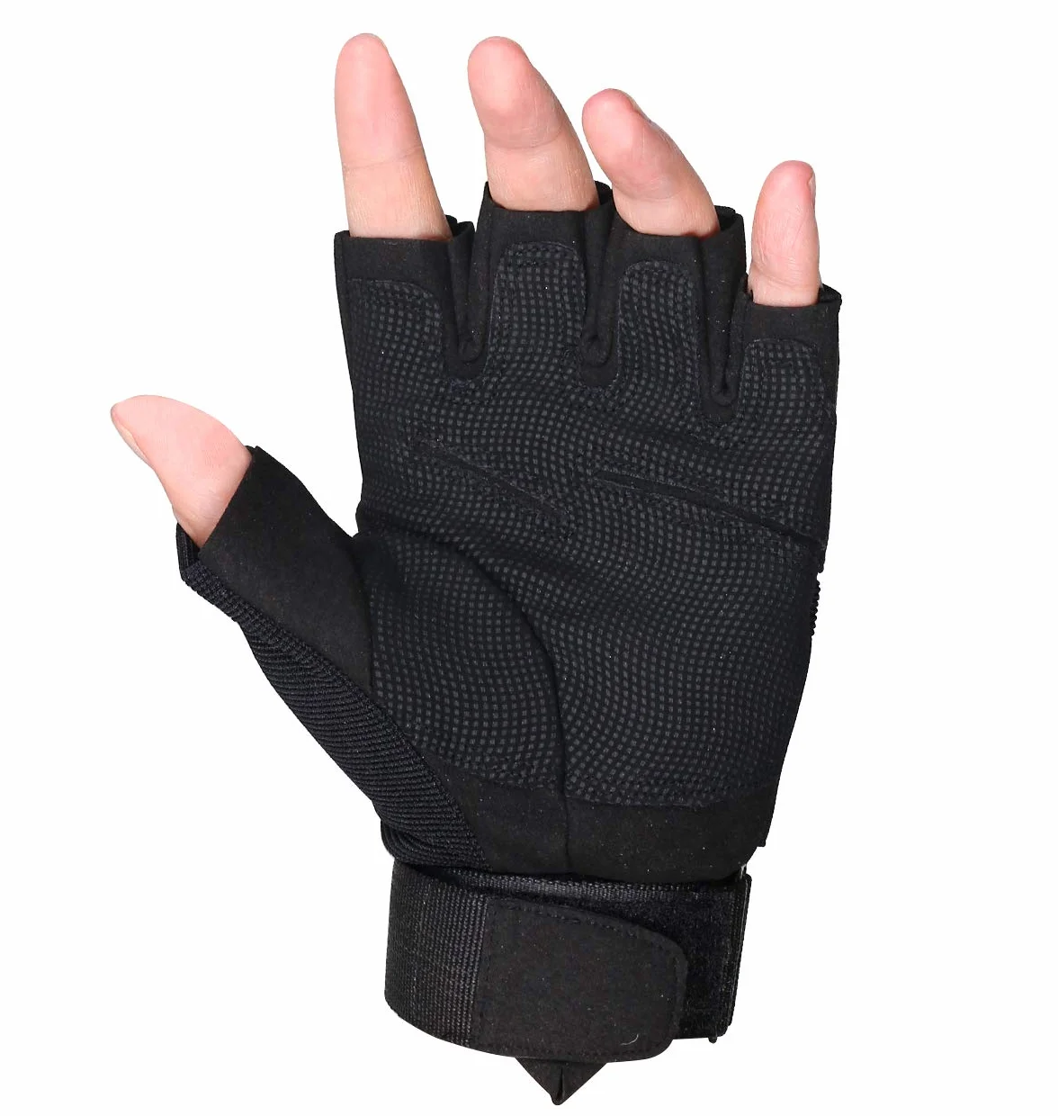 ThreeH Guanti mezzi dita Guanti tattici protettivi per sport all'aria aperta per Caccia Airsoft Paintball GL06XL,Black