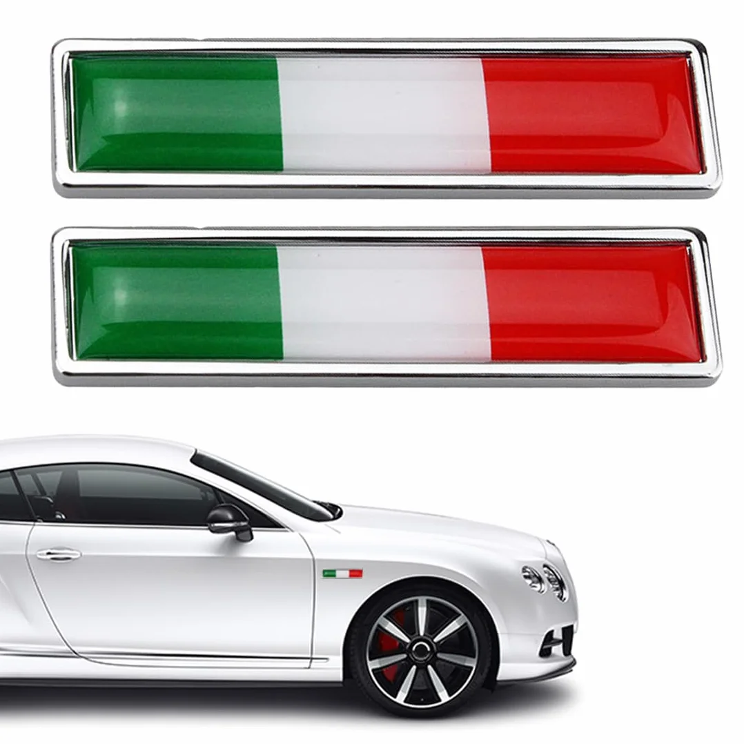 WeddHuis 2 PCS Adesivi Bandiera Italiana 3D per Auto e Moto Tuning Sticker Stemma Adesivo Tricolore Italia Esterno Emblema