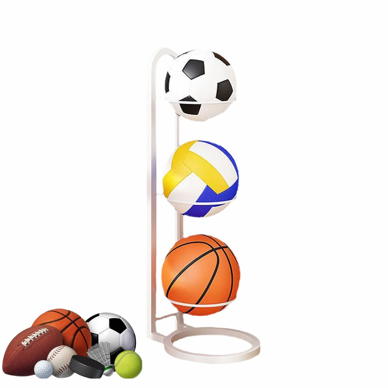 Generico Rastrelliera da Basket Porta Palloni Scaffale Stoccaggio Attrezzature Sportive Verticale