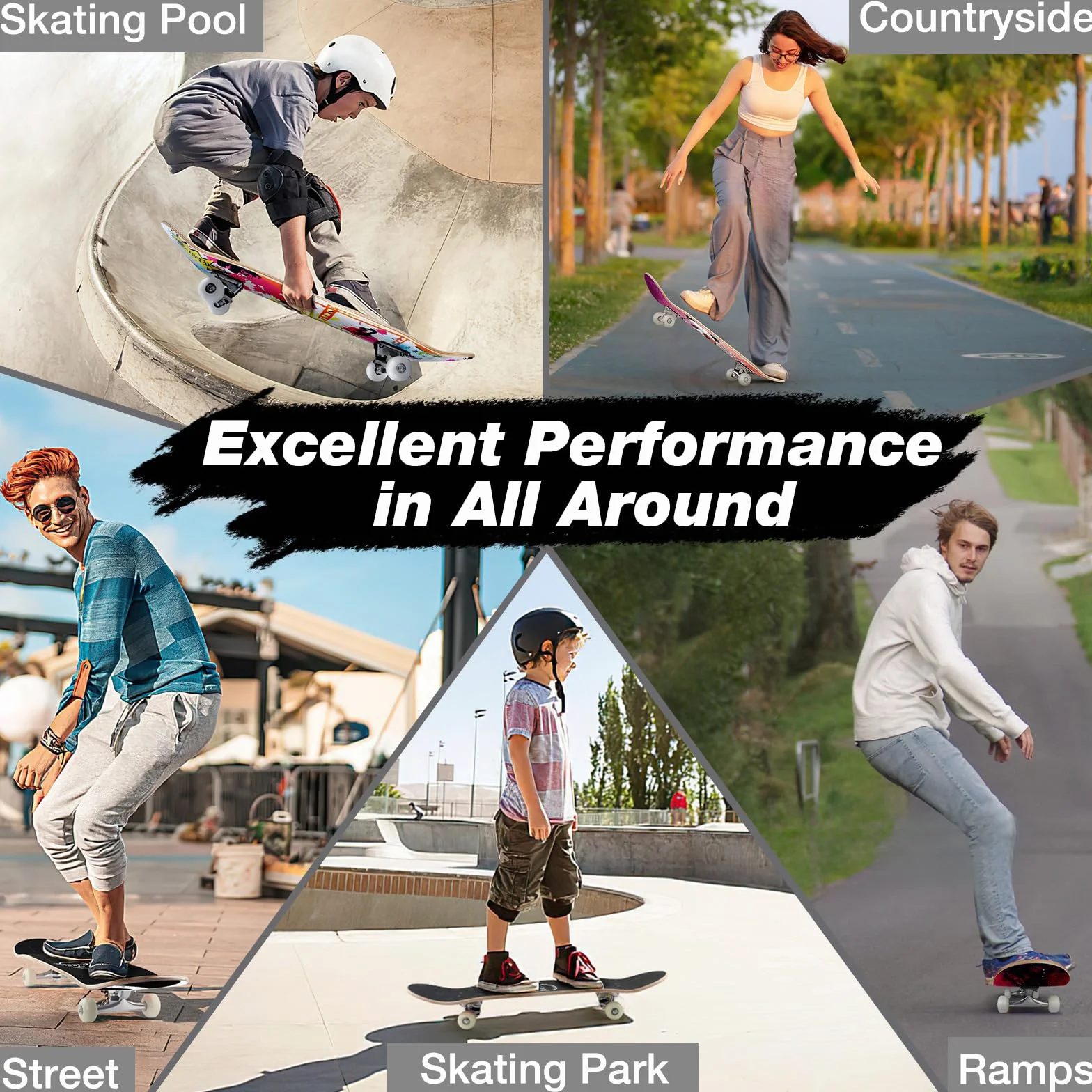 BELEEV Skateboard 31x8 per Principianti, Bambini, Adolescenti e Adulti, Completo Pro Cruiser Skateboard per Ragazza Ragazzo, Acero Canadese a 7 Strati, Doppio Vassoio Concavo, con Strumento a T