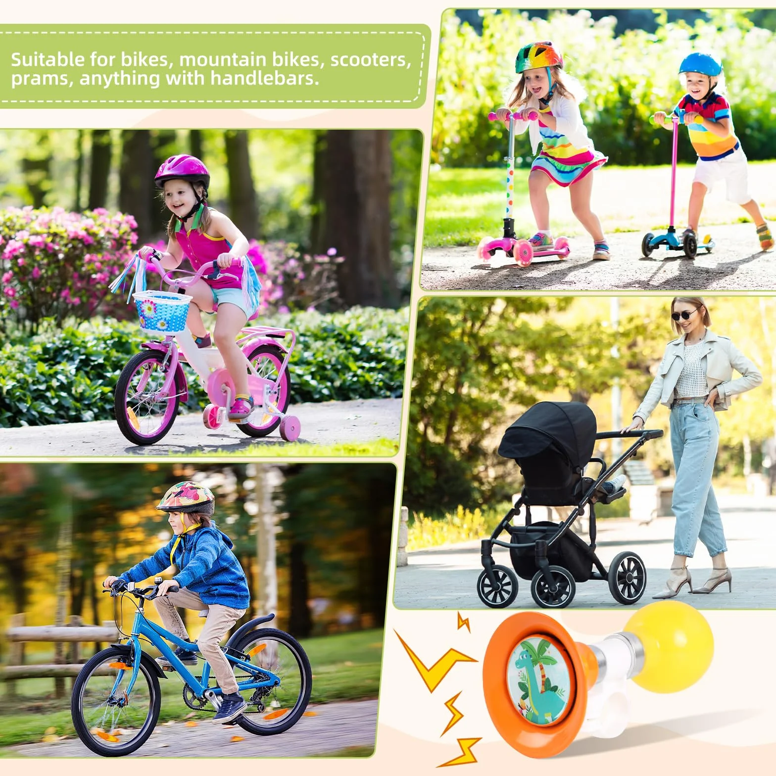 Campanello Bici Bambina, Trombetta Bicicletta per Biciclette Scooter Triciclo