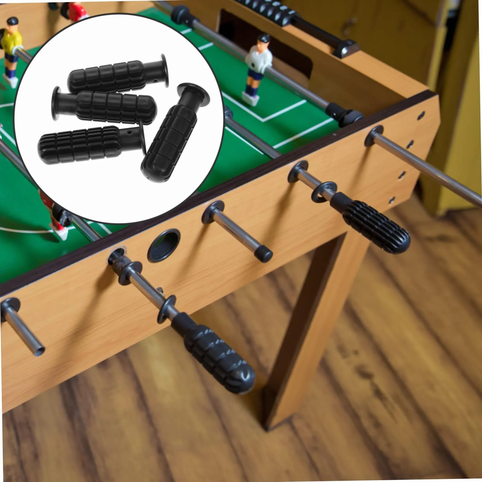 Yardwe 4 Maniglie per Calcio Balilla in Pvc Nero Ergonomiche Antiscivolo per Tavoli da Calcio 0,7m