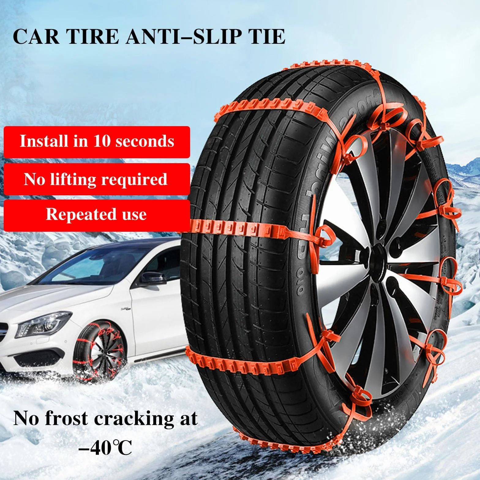 Catene da Neve Antiscivolo Universali Regolabili 10 Pezzi per Auto Camion SUV