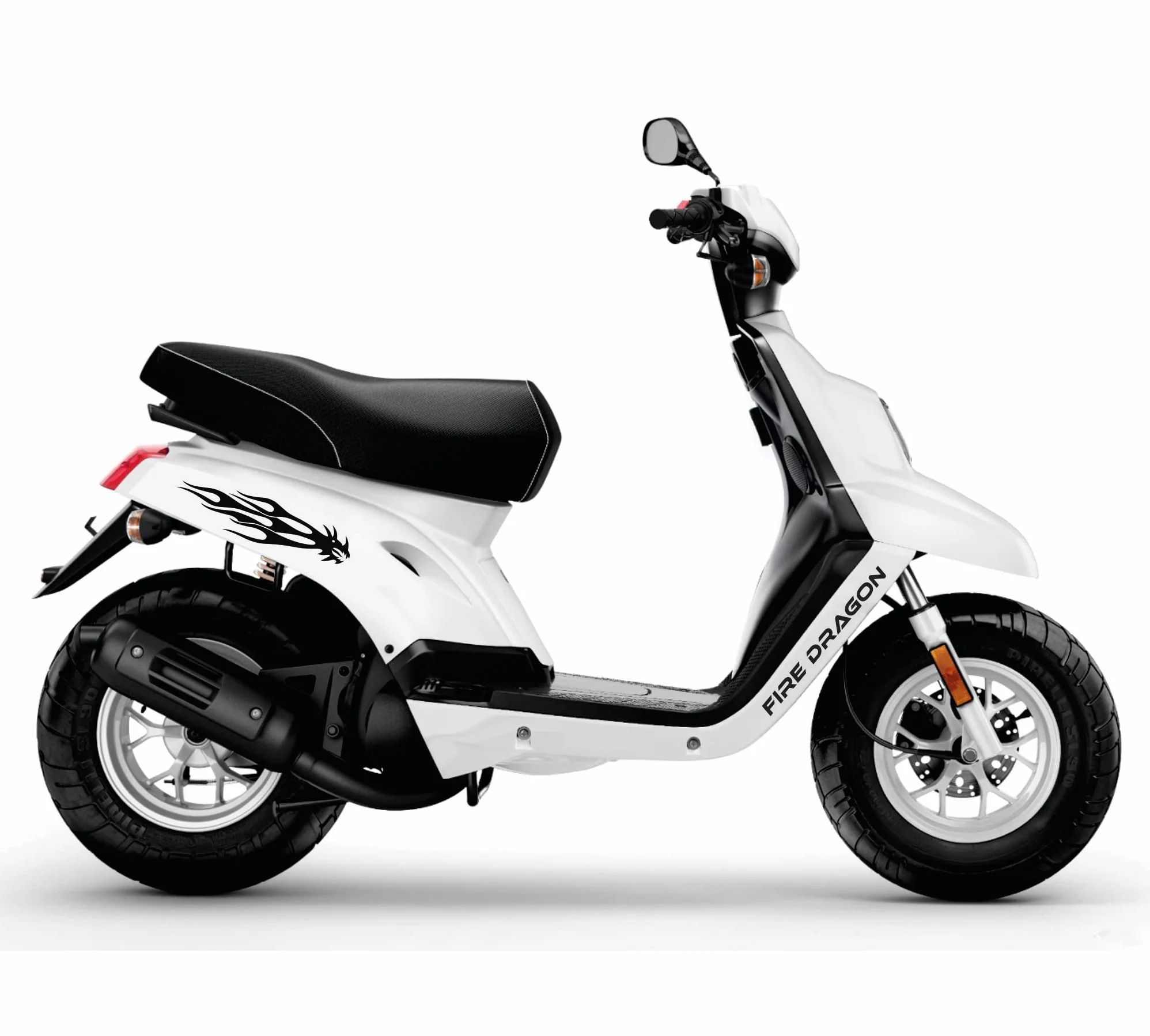 Adesivi Compatibili con Yamaha BOOSTER MBK Deezer FIRE DRAGON DX-SX accessori stickers Motociclo colore a scelta COD.M0284 (Nero)