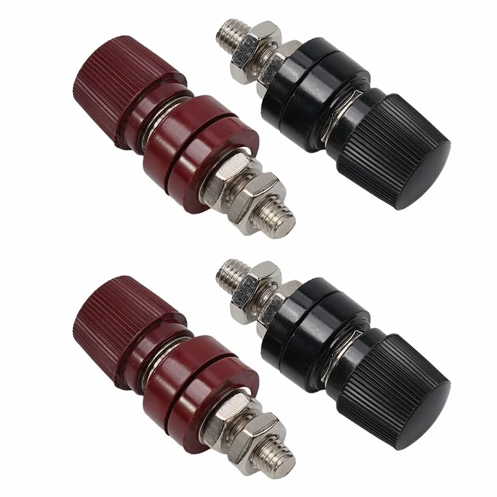 4 connettori maschio a vite 8 mm terminali in ottone isolati per batteria rosso + nero