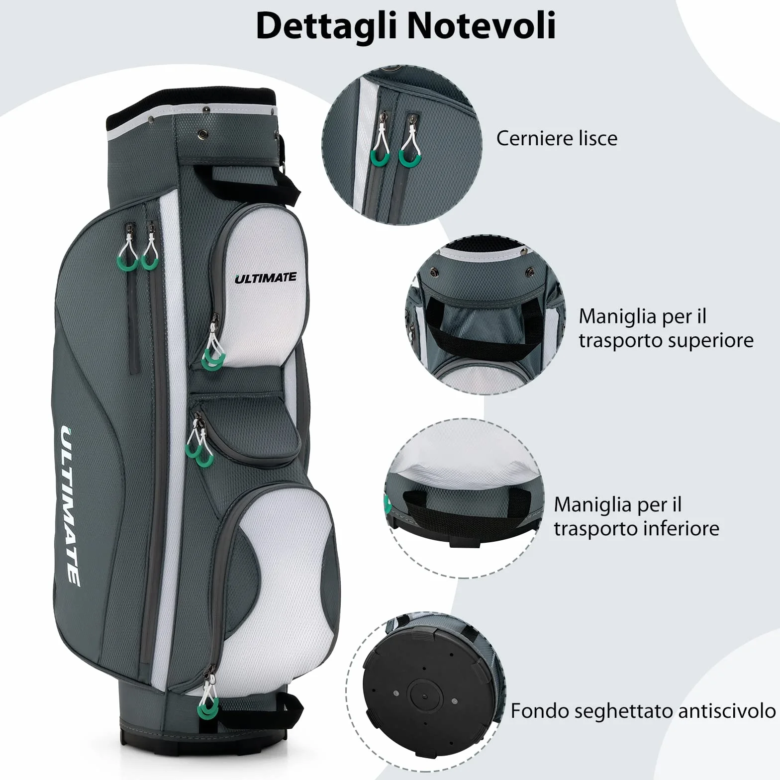 COSTWAY Borsa da Golf 14 Divisori Leggera Tracolla 7 Tasche Cerniera Termica Impermeabile
