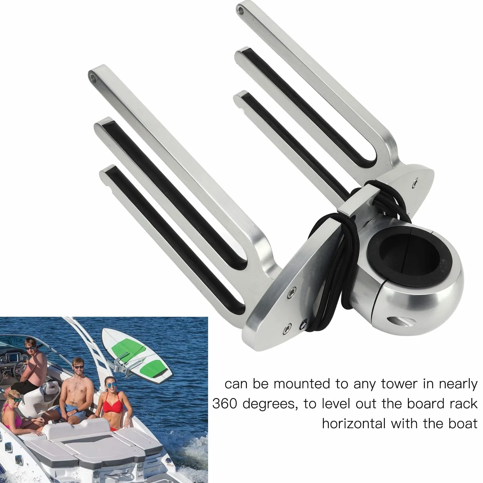 Aramox Wakeboard Rack Staffa di Supporto per Torre Regolabile in Alluminio Lucidato per Tubo da 1,89-2,48 Pollici