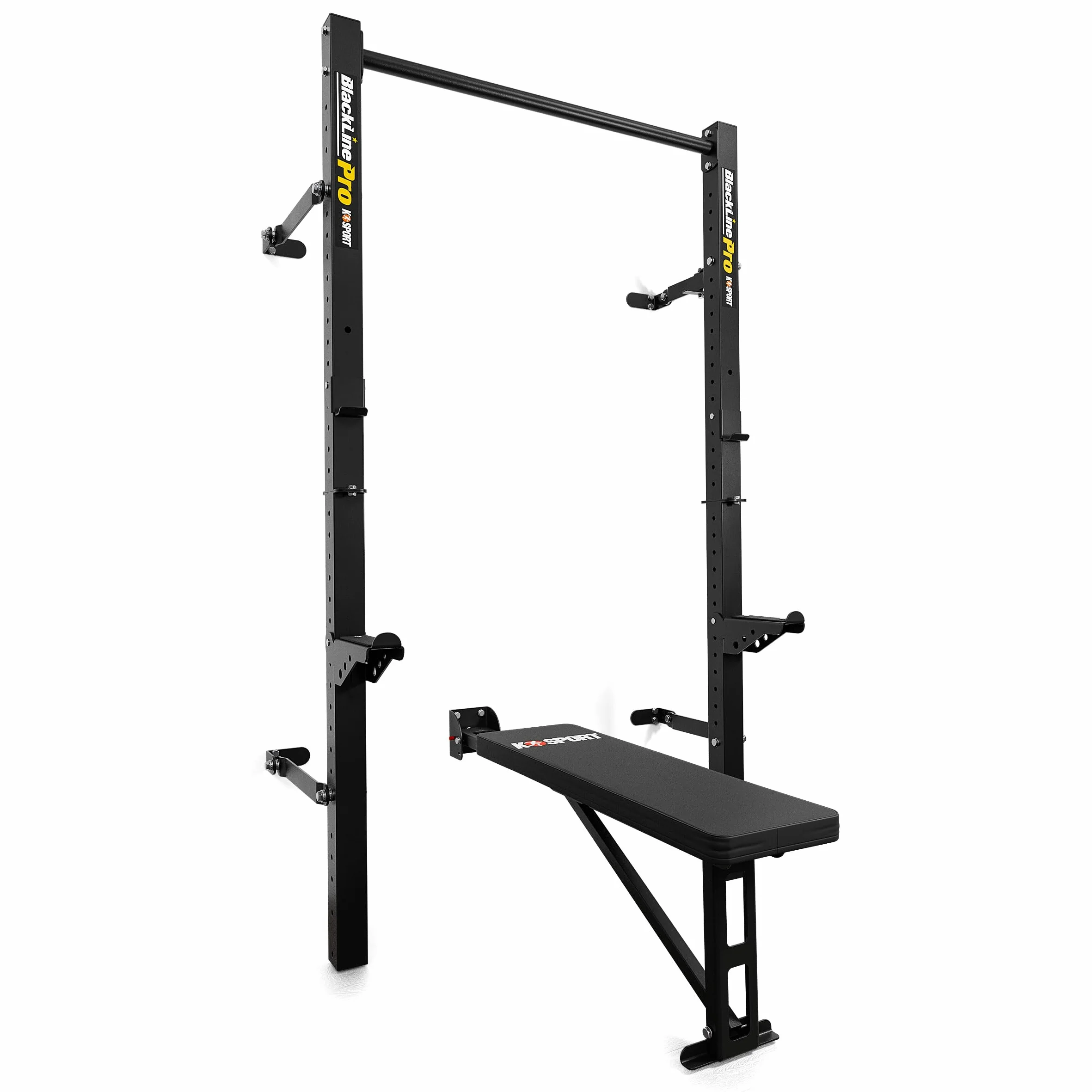 K-Sport: * Black Line * Wall Rack con panca pieghevole | Wall Rack pieghevole fino a 350 kg | Premium bilanciere con panca pieghevole fino a 275 kg | Set completo per Homegym