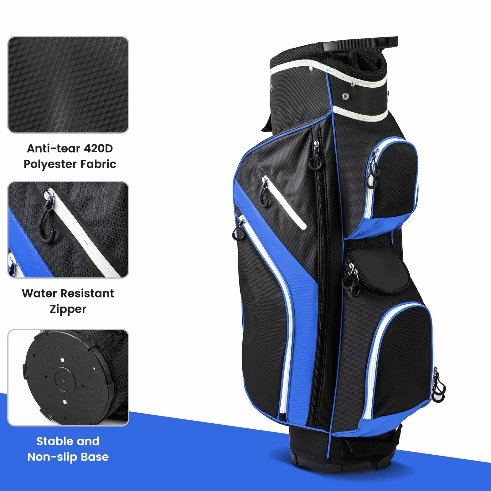 LIFEZEAL Sacca Golf, Travel Bag, Custodia a 14 Scomparti, Borsa Golf a Spalla, Leggera, Impermeabile, Portatile, con Cinghia, Portabicchierie, 9 Sacchi, Borsa Termica, Portaombrello