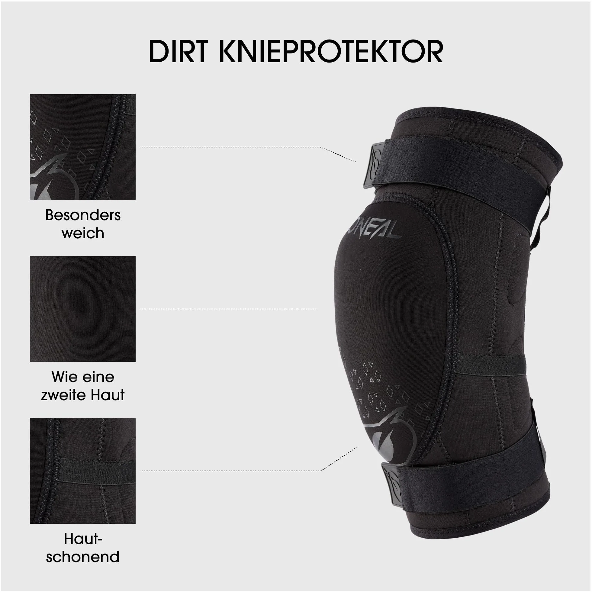 O'NEAL Dirt Knee Guard V.23 Ginocchiera Mountain Bike Downhill IPX Poliuretano Nero M