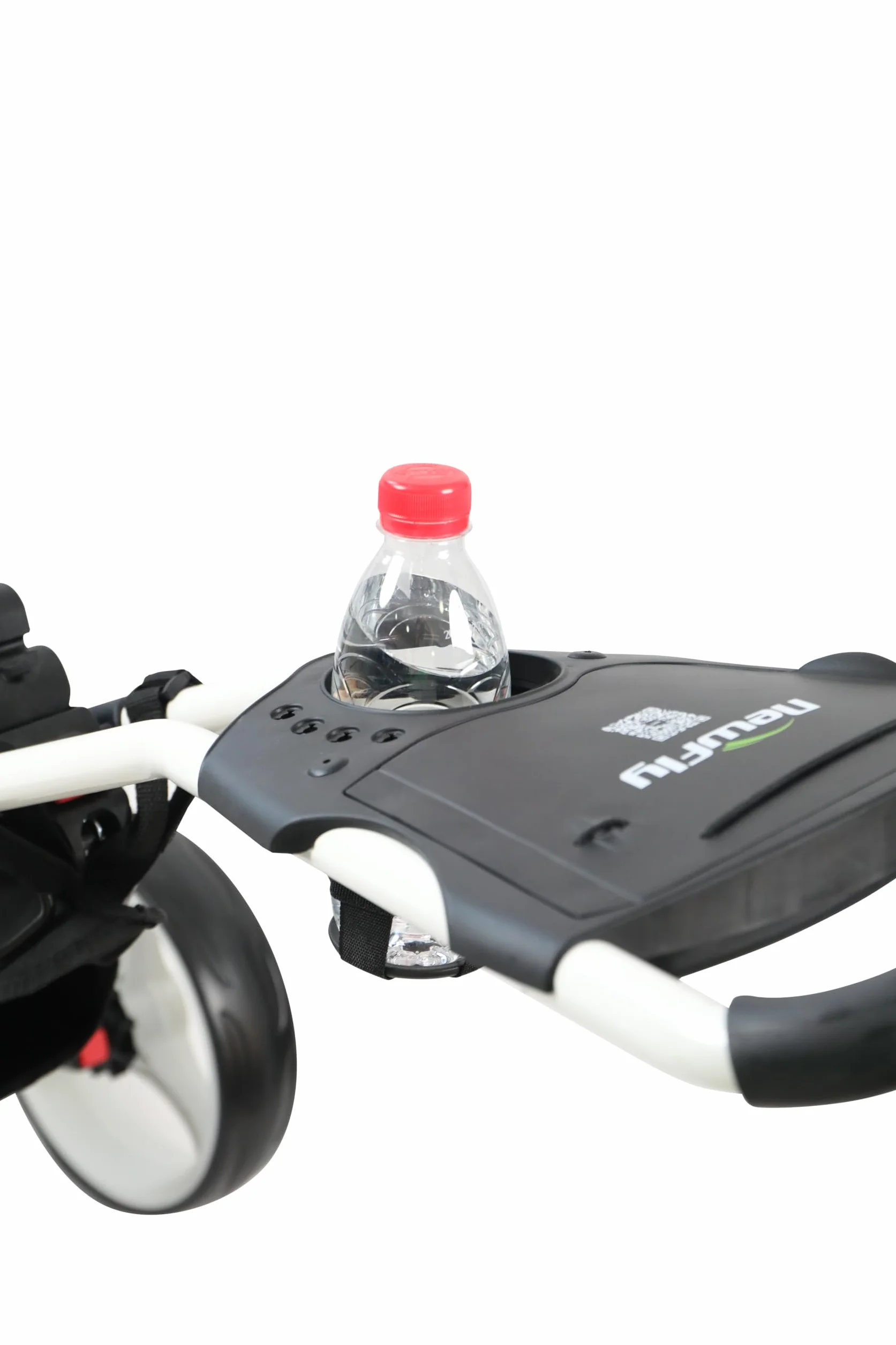 Newfly Carrello da golf 3 ruote pieghevole ultraleggero con freno a pedale bianco